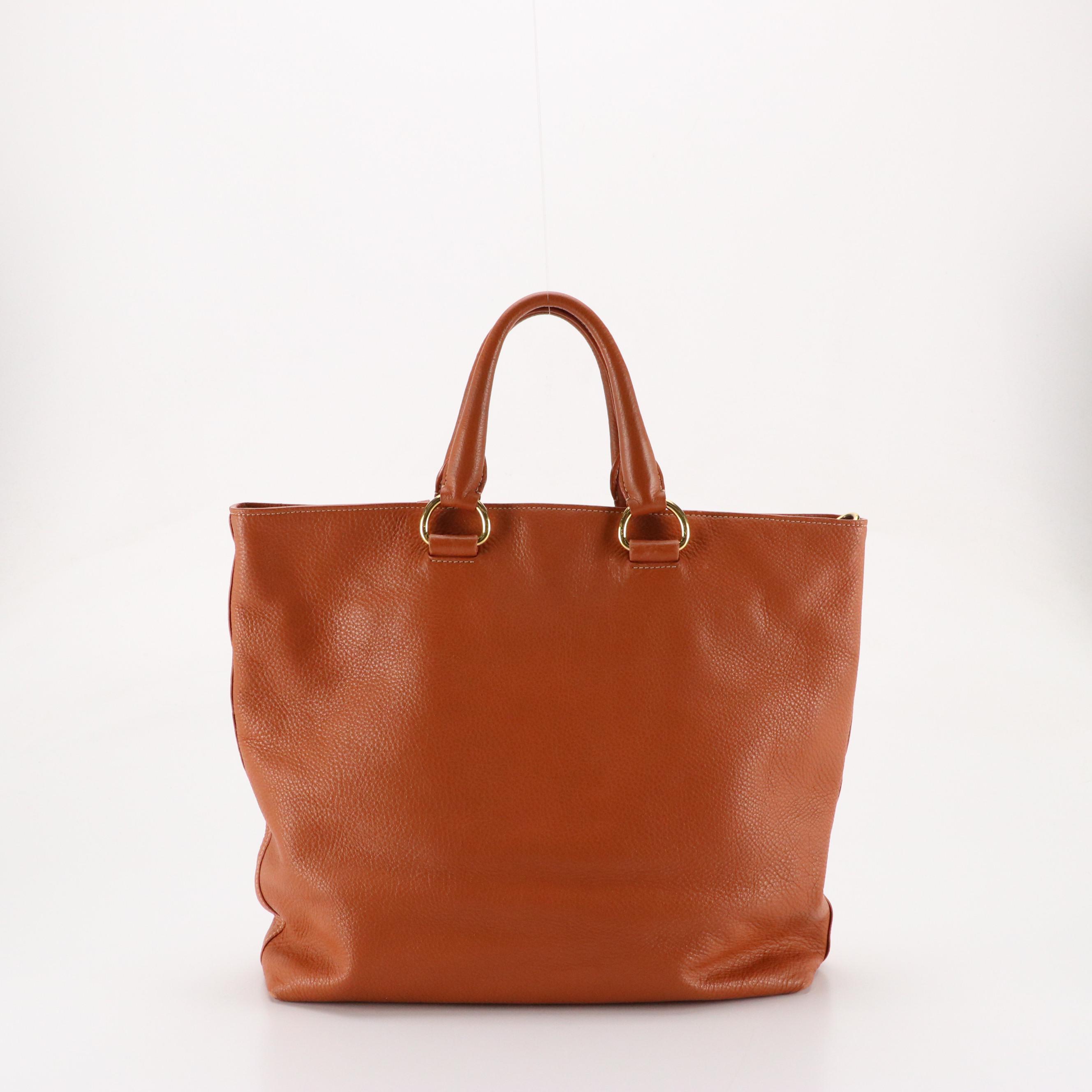 Prada Two-Way Bag in Burnt Orange Vitello Daino Leather
