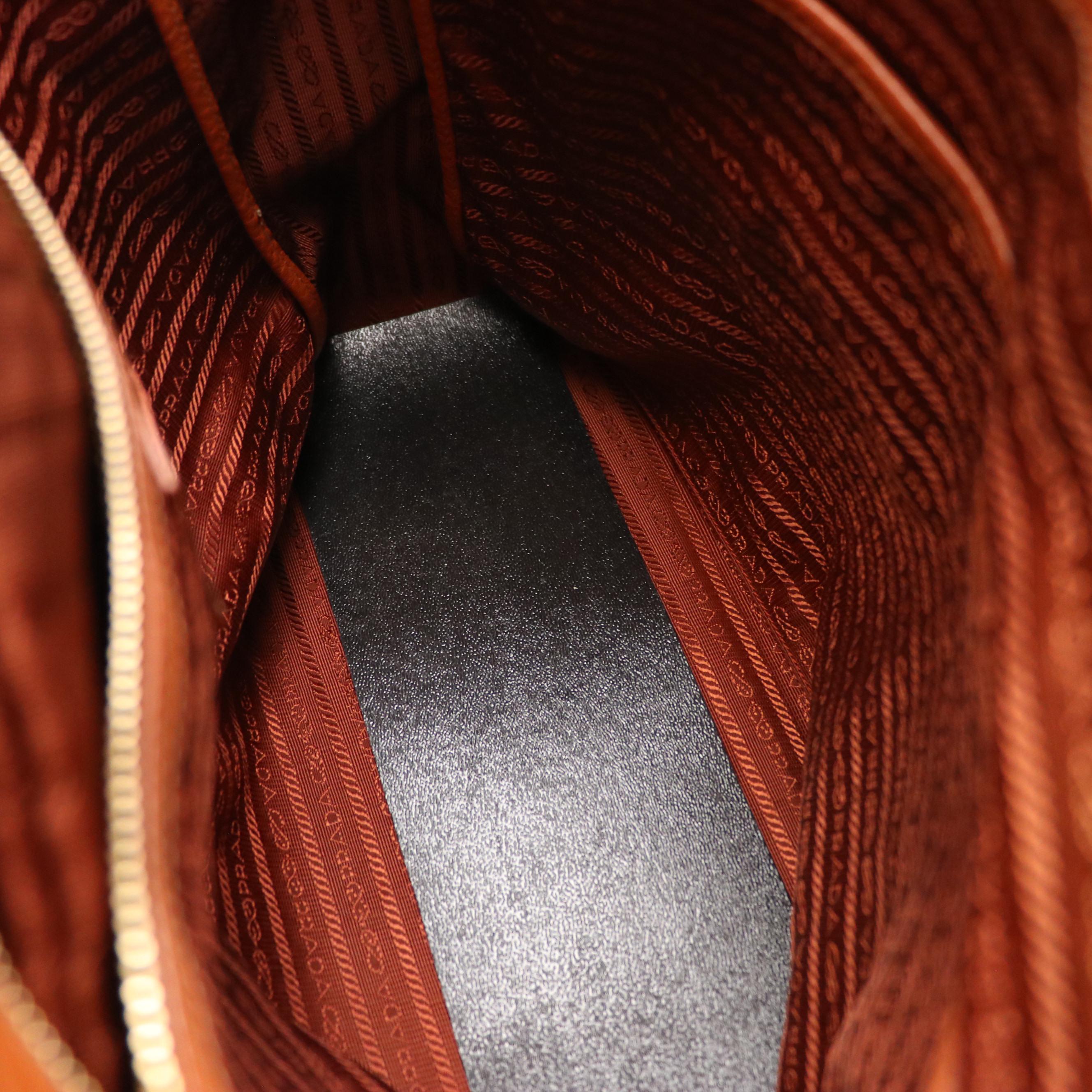 Prada Two-Way Bag in Burnt Orange Vitello Daino Leather