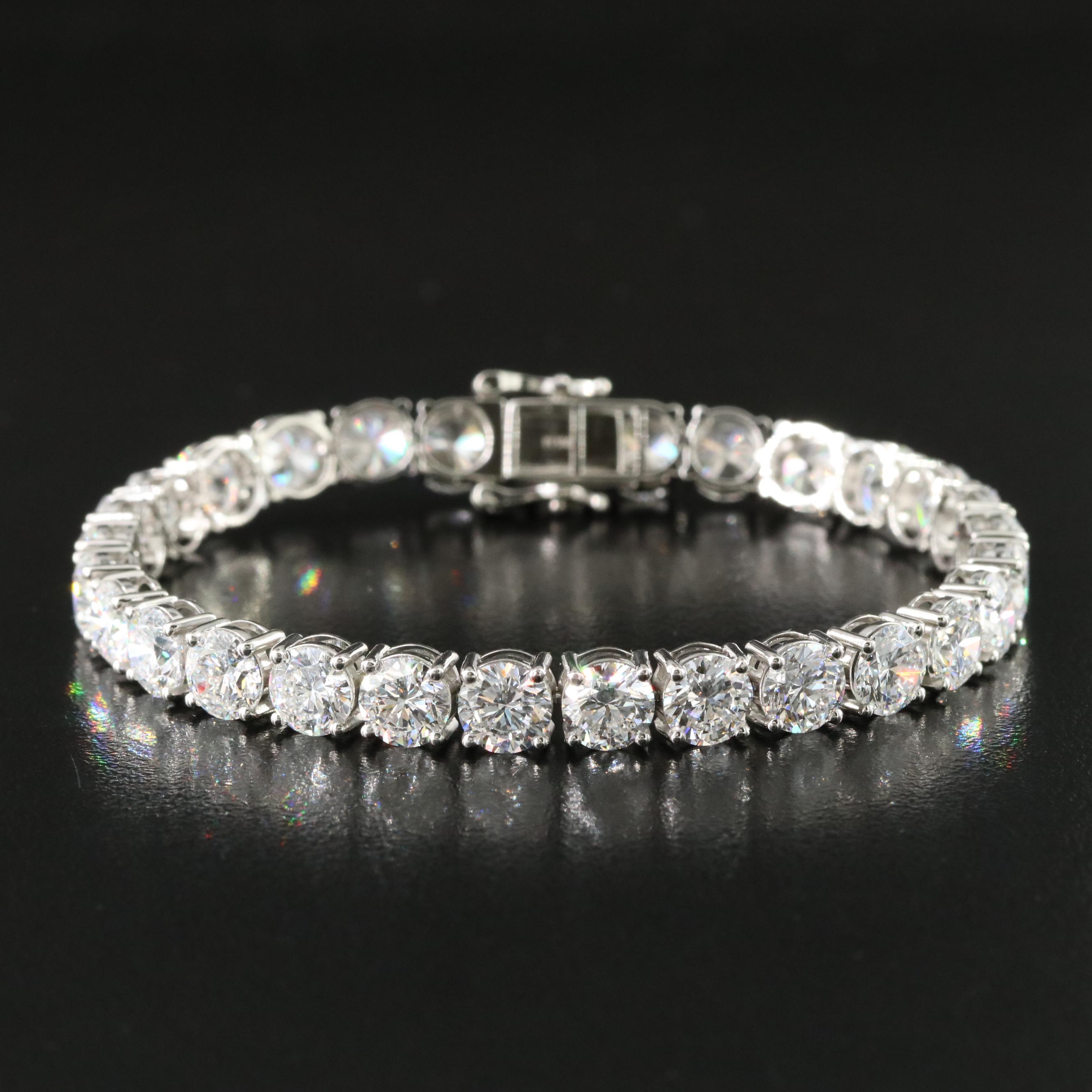 Platinum 22.87 CTW Lab Grown Diamond Line Bracelet