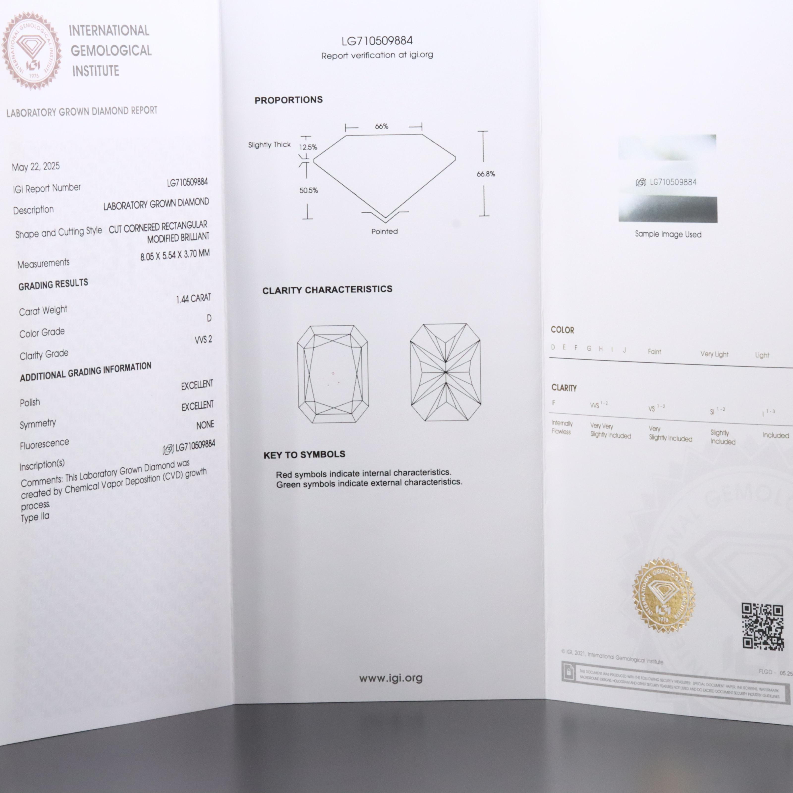 Loose 1.44 CT Lab Grown Diamond with IGI Report