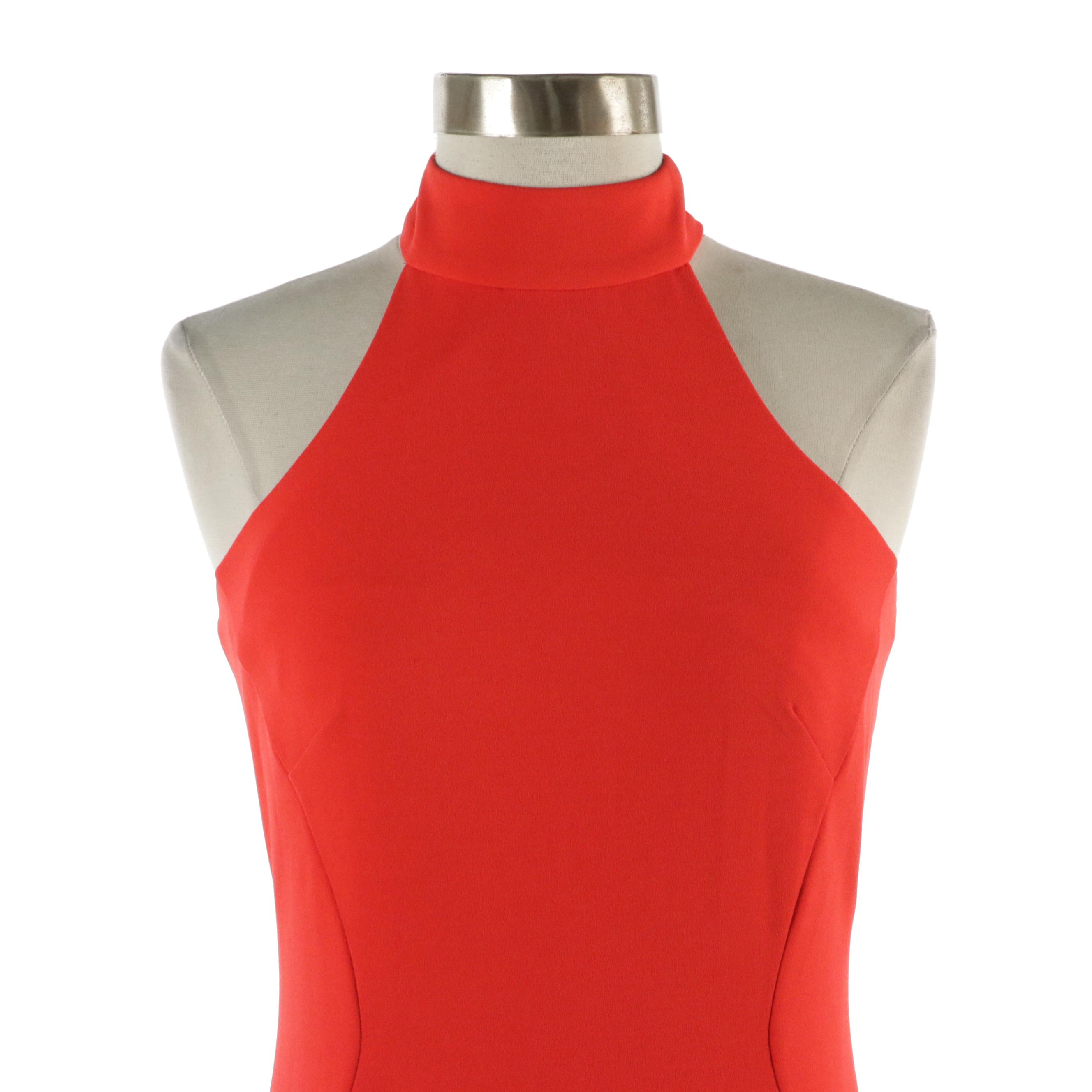 Calvin Klein Sweep Train Evening Gown with Scarf Sash in Stretch Jersey