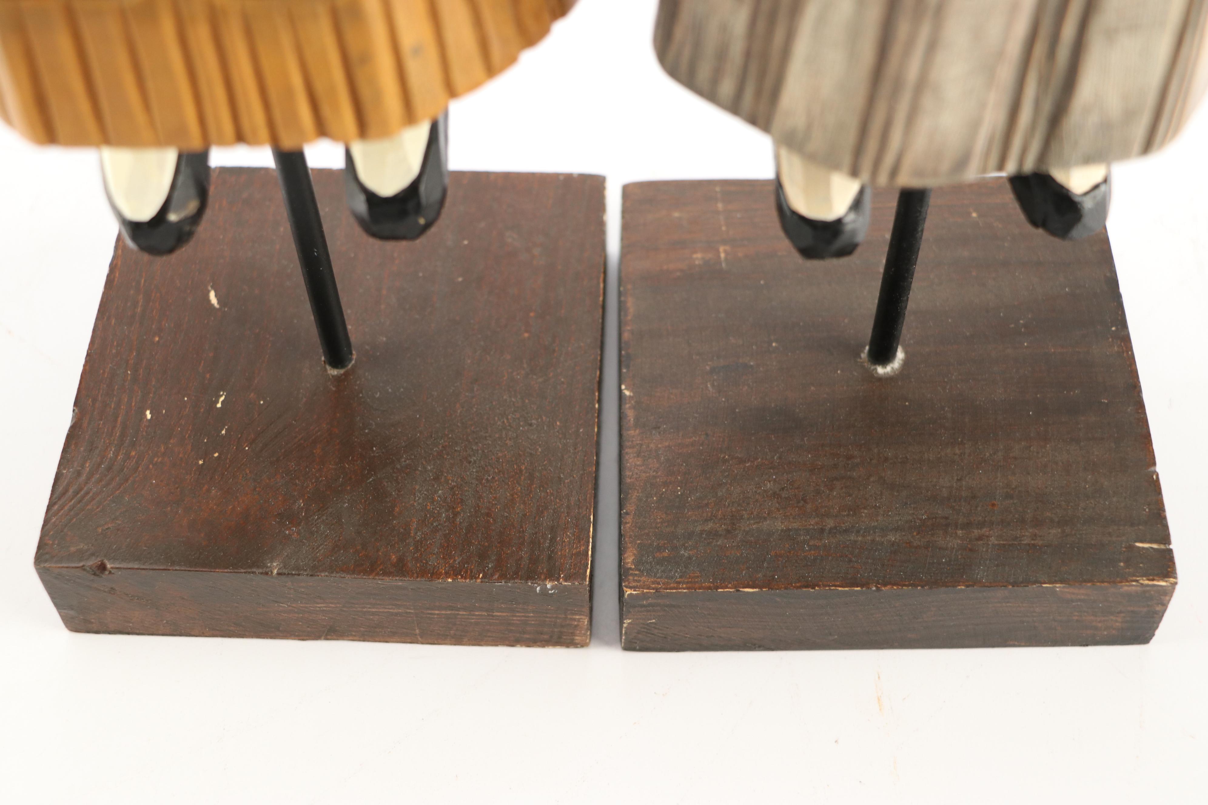 Folk Art Hand-Carved Articulated Wooden Dolls