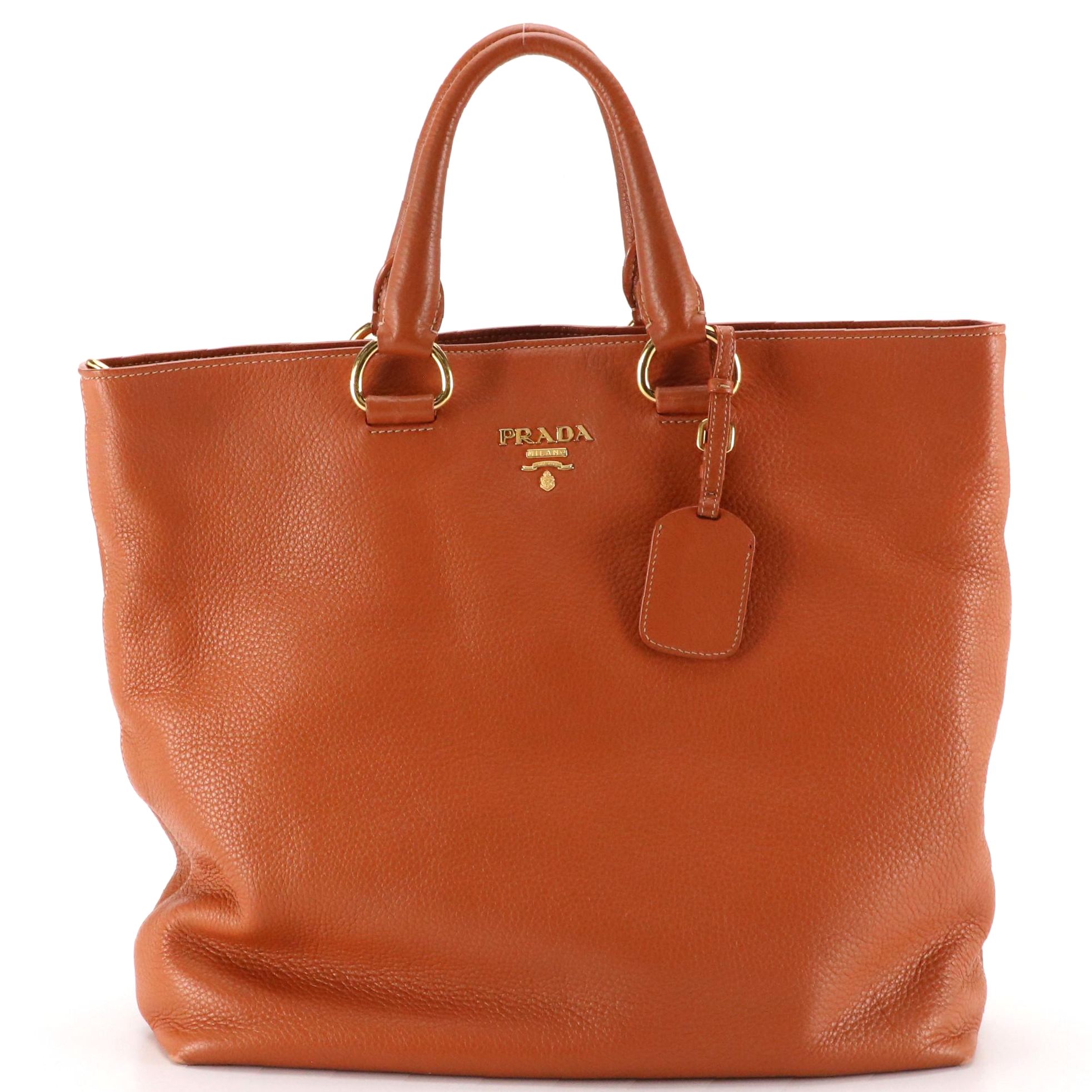 Prada Two-Way Bag in Burnt Orange Vitello Daino Leather