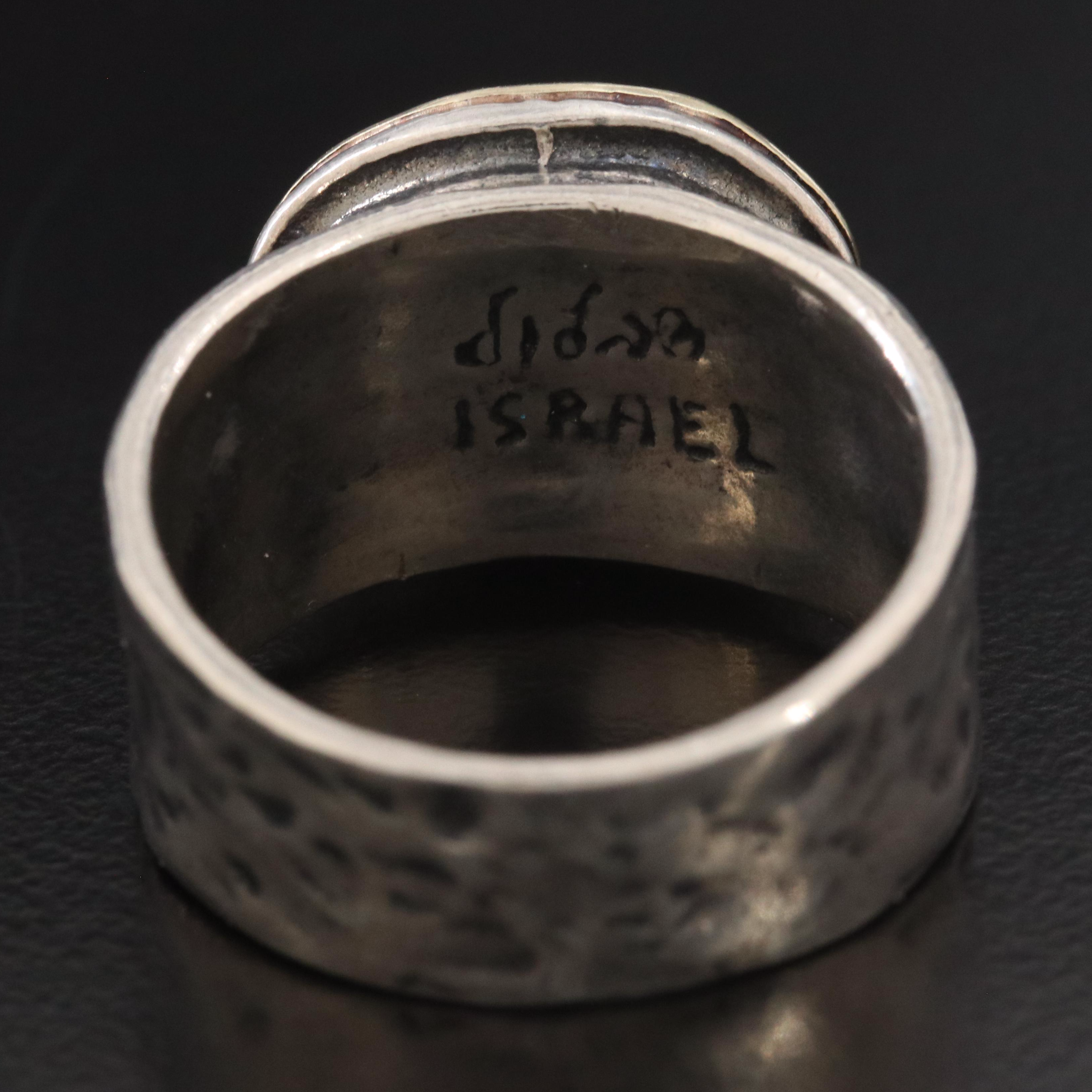 Sterling Labradorite Ring with 14K Bezel