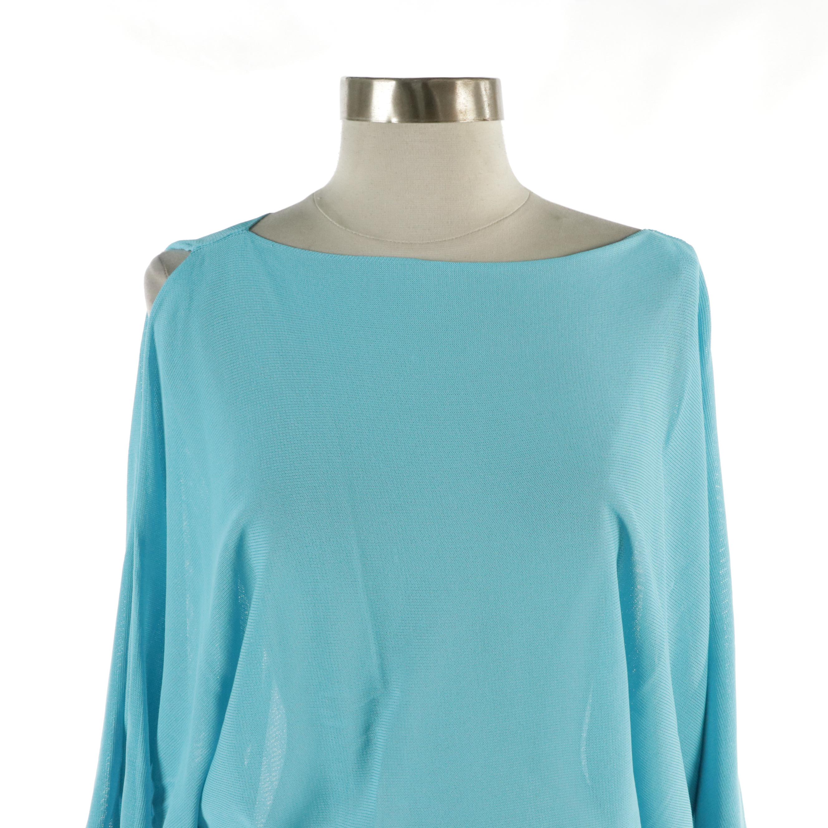 Escada Cut-Out Batwing Sleeve Pullover Knit Sweater and Cropped Stretch Jeans