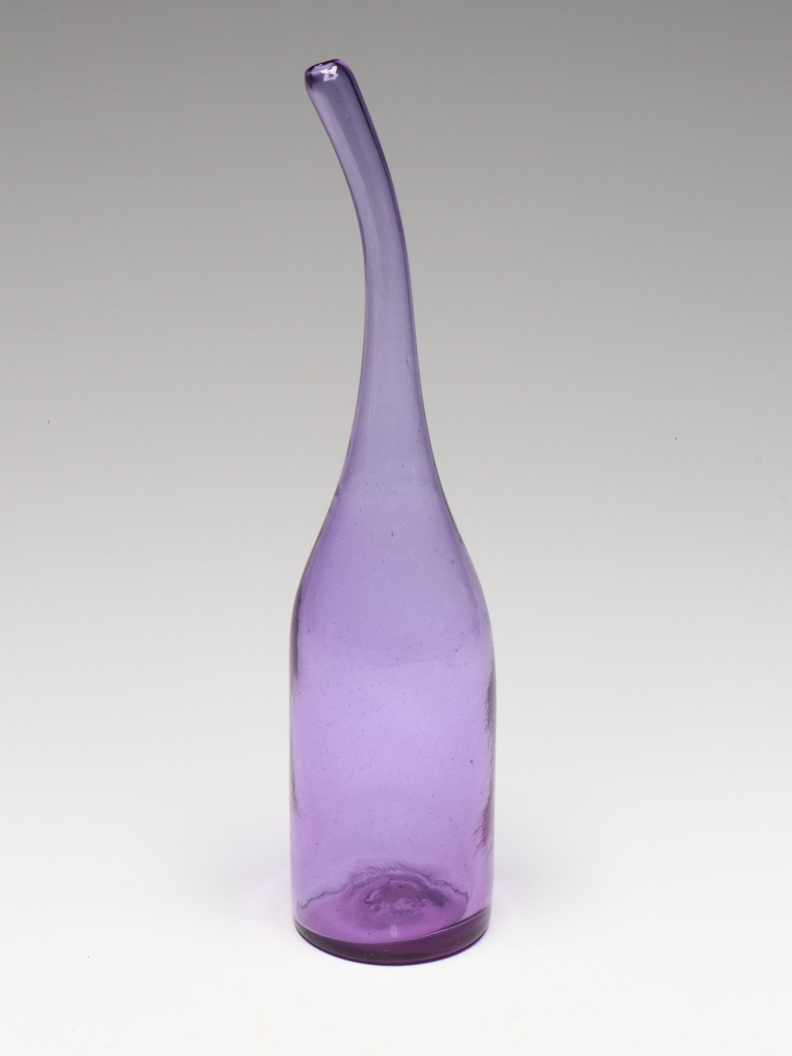 Cristallerie MA.VI Italian Murano Art Glass Bowl with Mid Century Bent Neck Vase