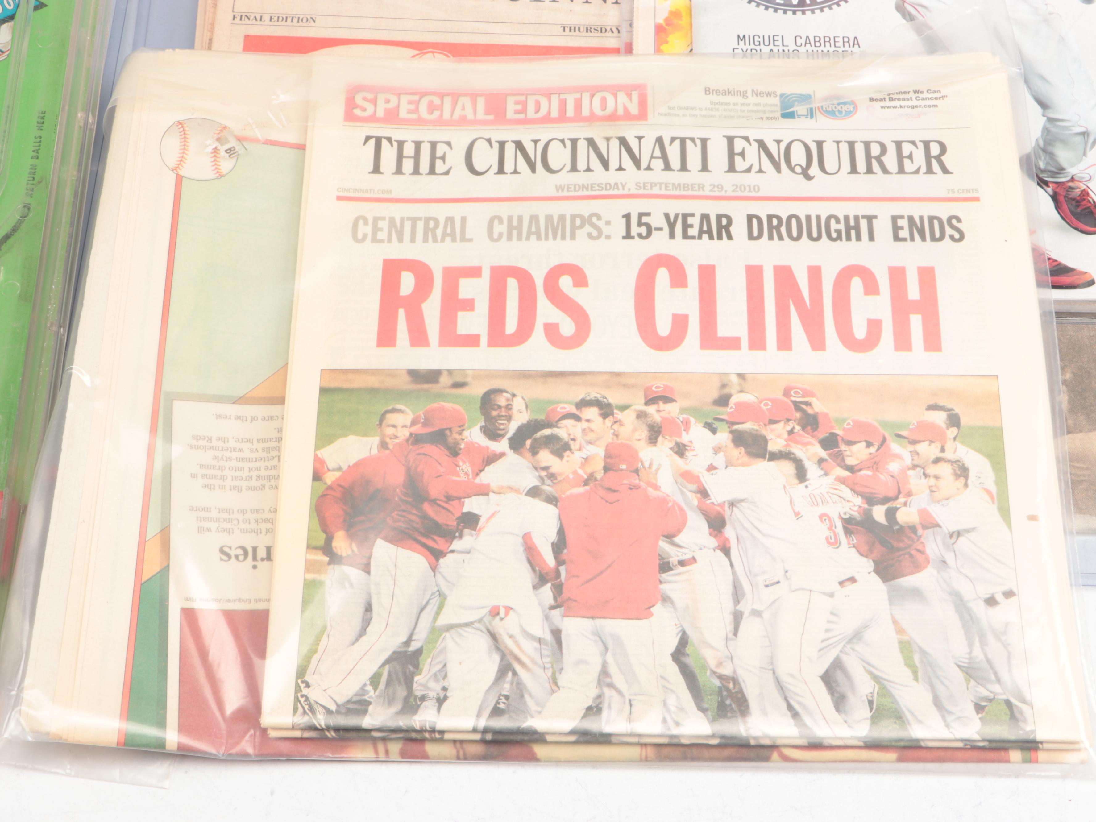 Cincinnati Reds Pennants, Steins, Newspapers, Crosley Field Print, and More