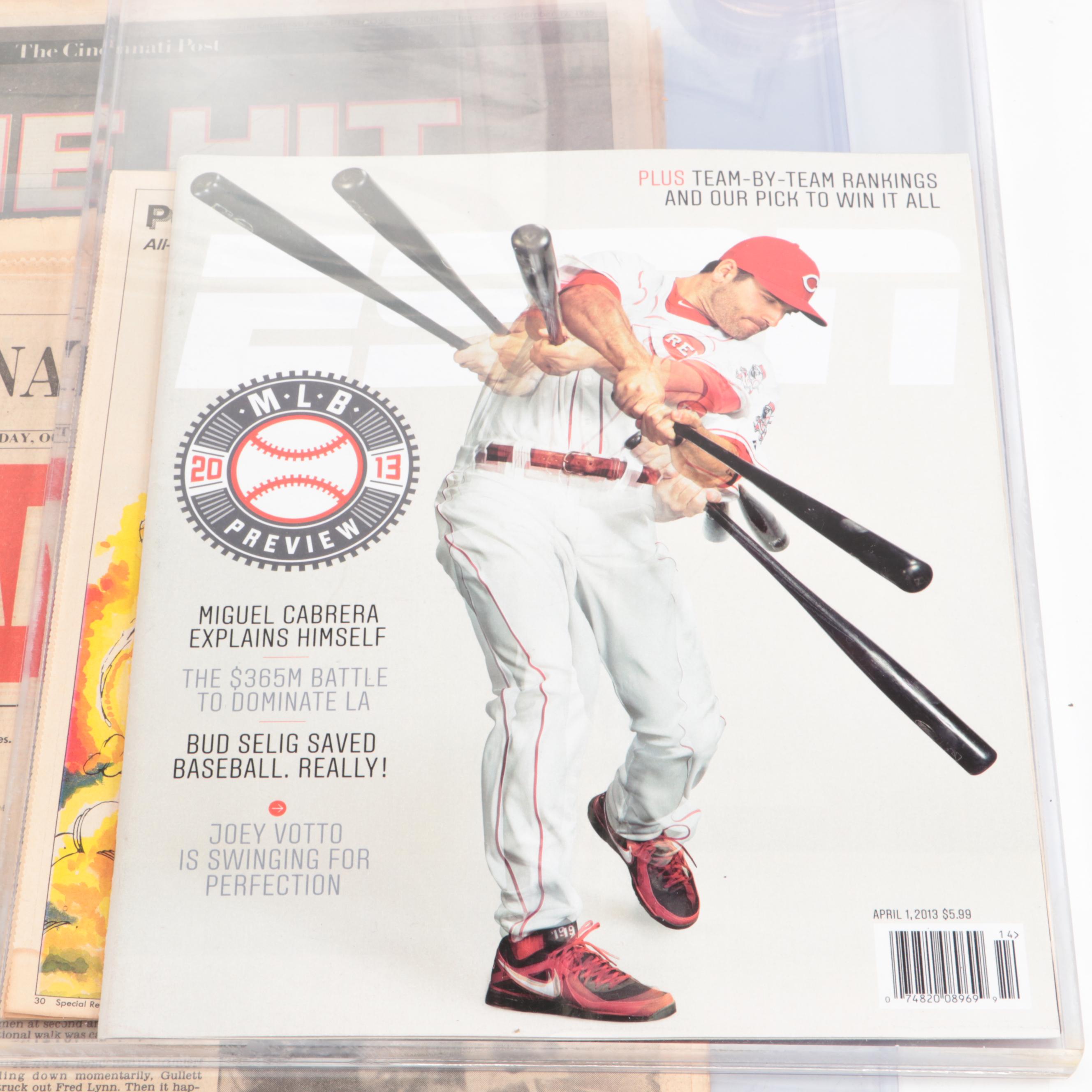 Cincinnati Reds Pennants, Steins, Newspapers, Crosley Field Print, and More