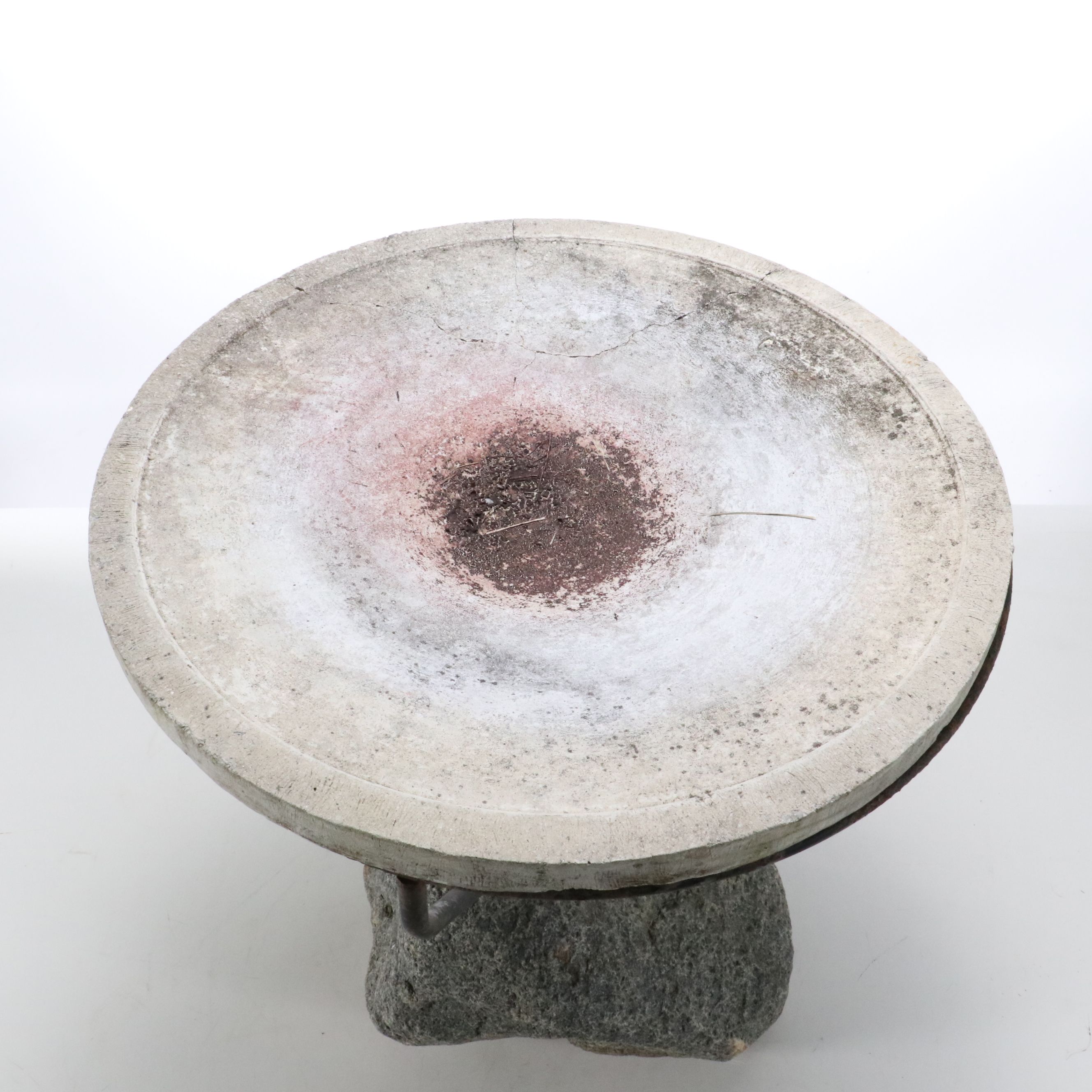 Sculptural Bird Bath with Brutalist Concrete Basin