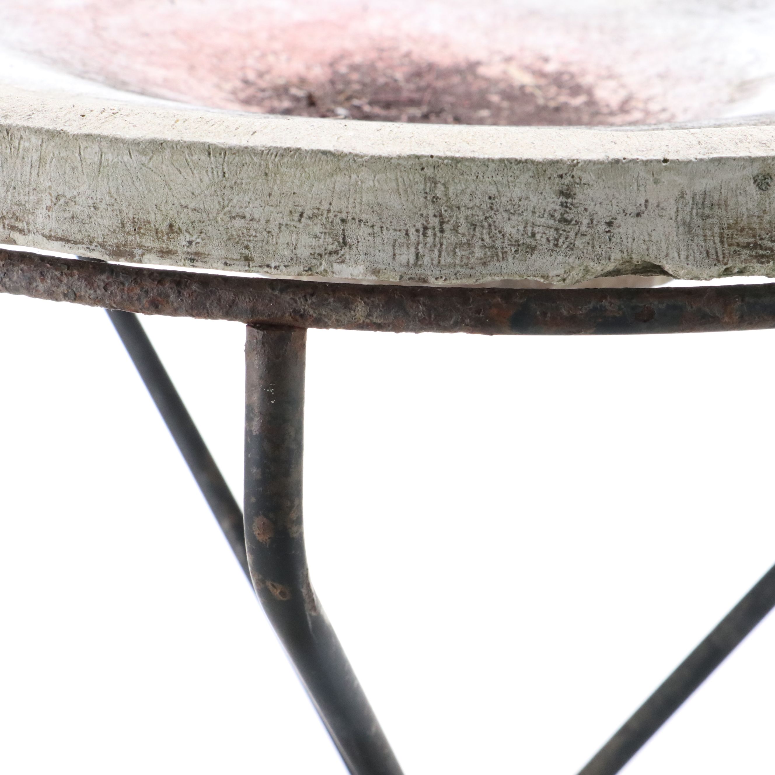 Sculptural Bird Bath with Brutalist Concrete Basin