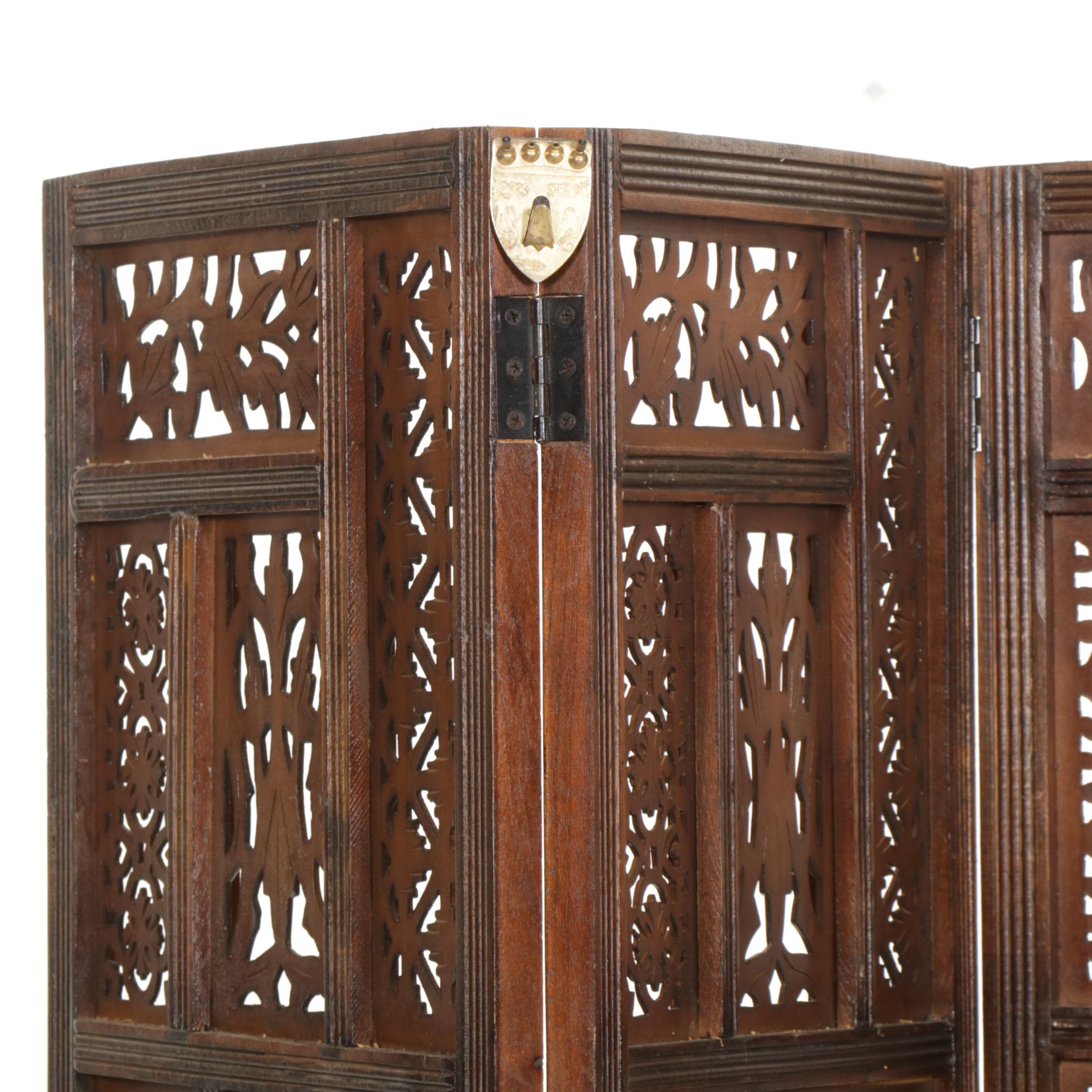 Three-Fold Room Screen with Cut Panels, Late 20th Century