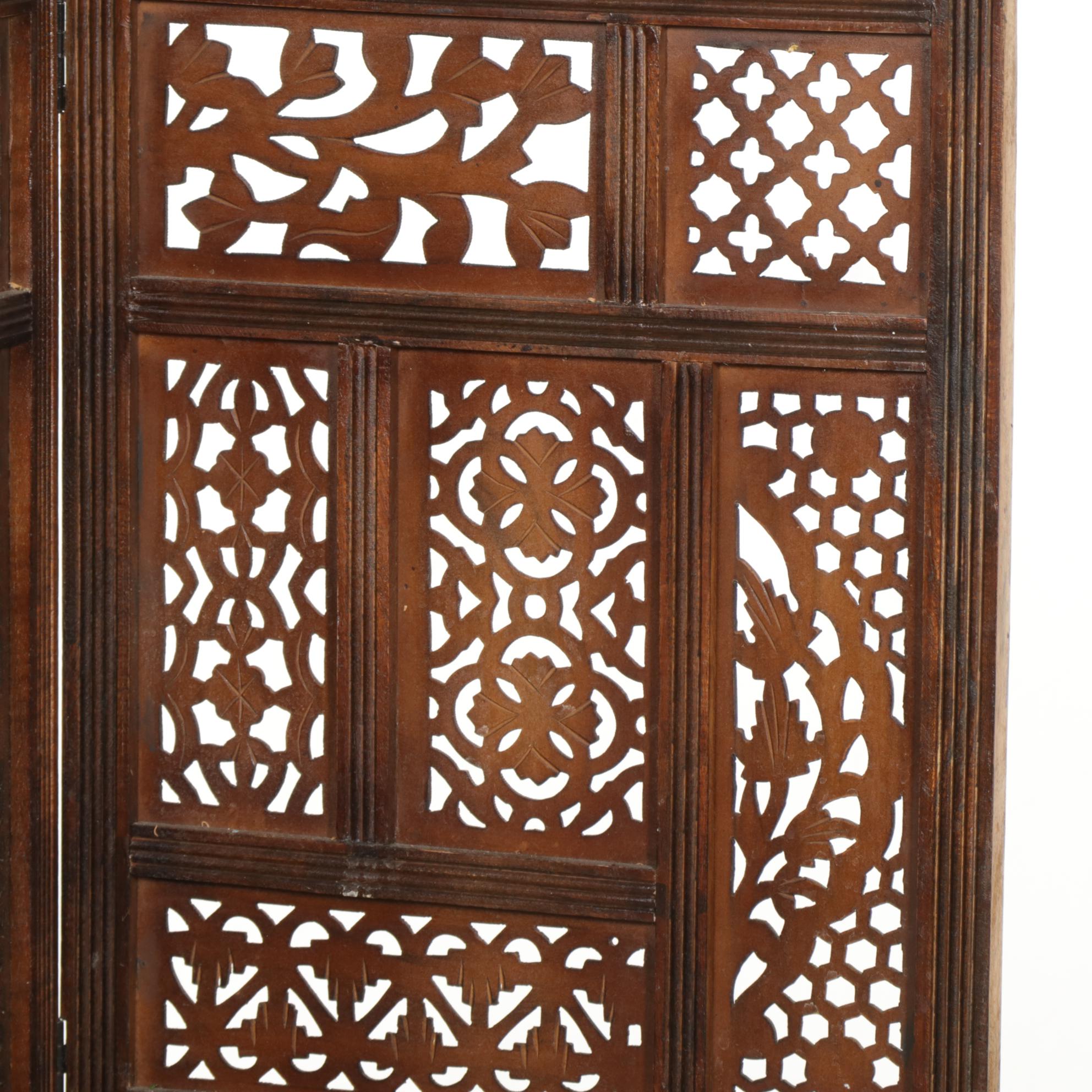 Three-Fold Room Screen with Cut Panels, Late 20th Century