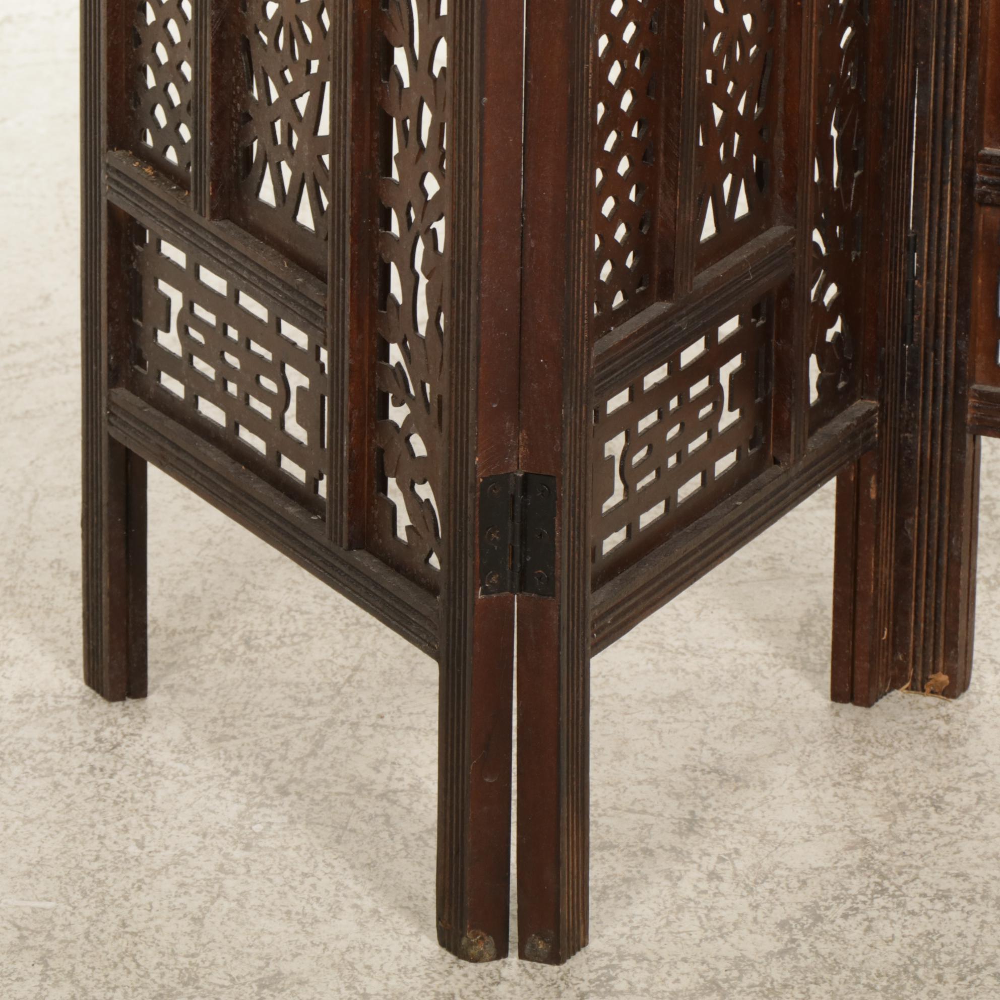 Three-Fold Room Screen with Cut Panels, Late 20th Century