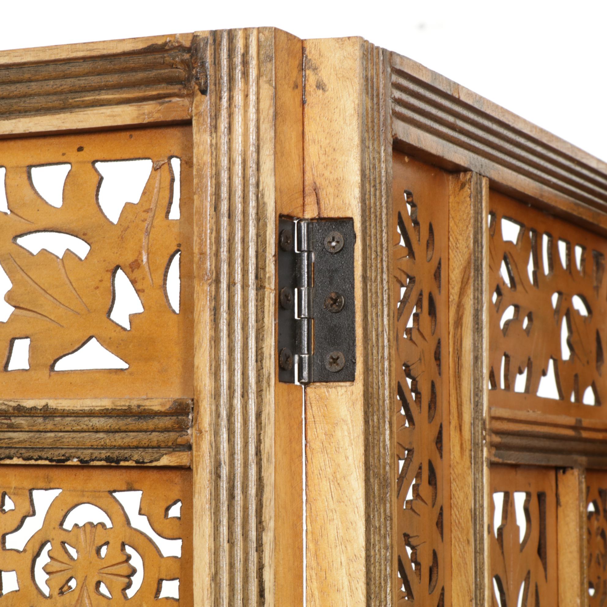 Three-Fold Room Screen with Cut Panels, Late 20th Century