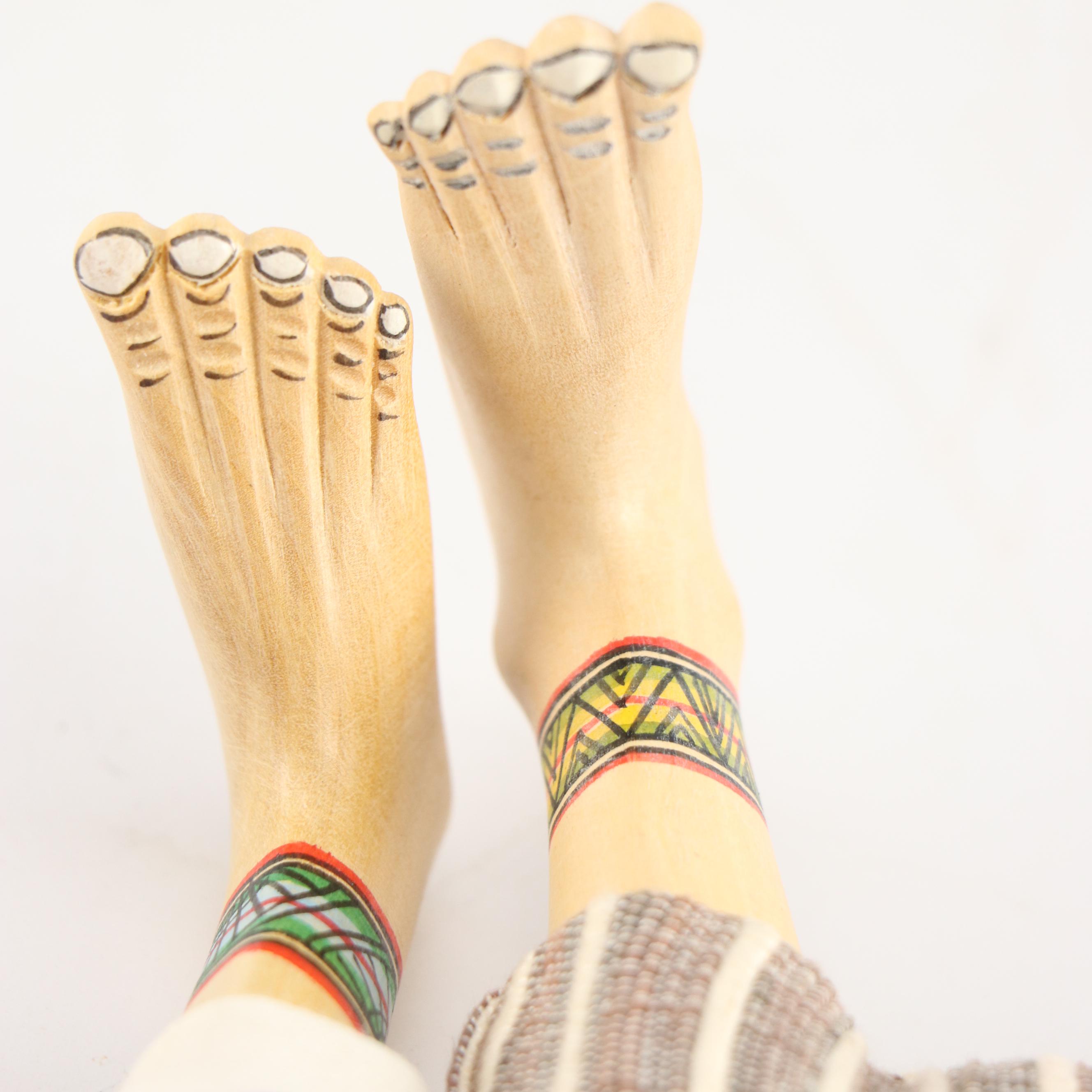 Indonesian Hand-Carved Polychrome Decorated Wood and Fabric Hand Puppets