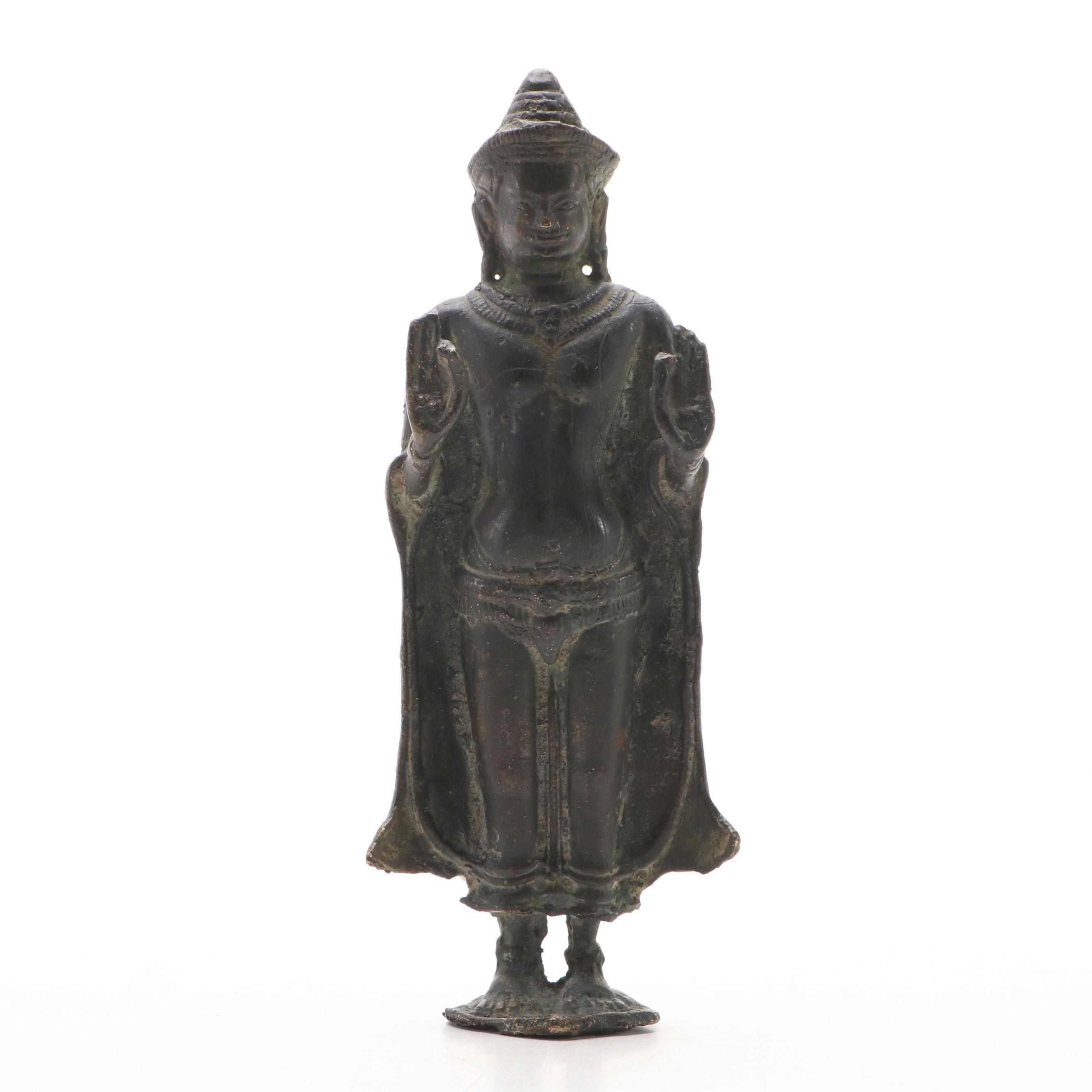 Southeast Asian Bronze Standing Buddha Statue