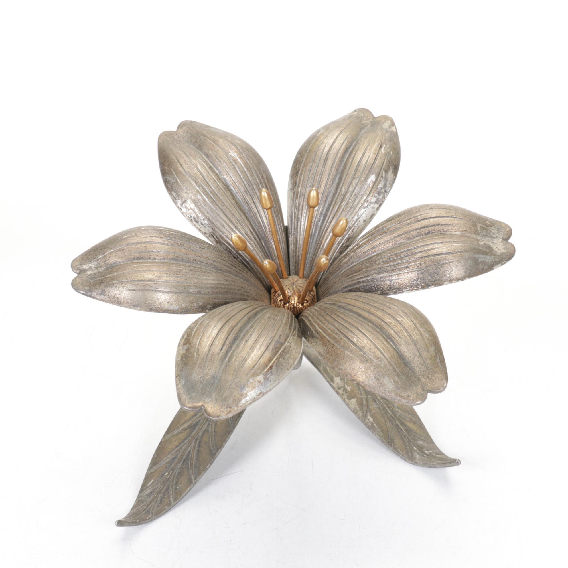 S. Agudo Mid-Century Metal Flowers With Removable Petal Individual Ashtrays