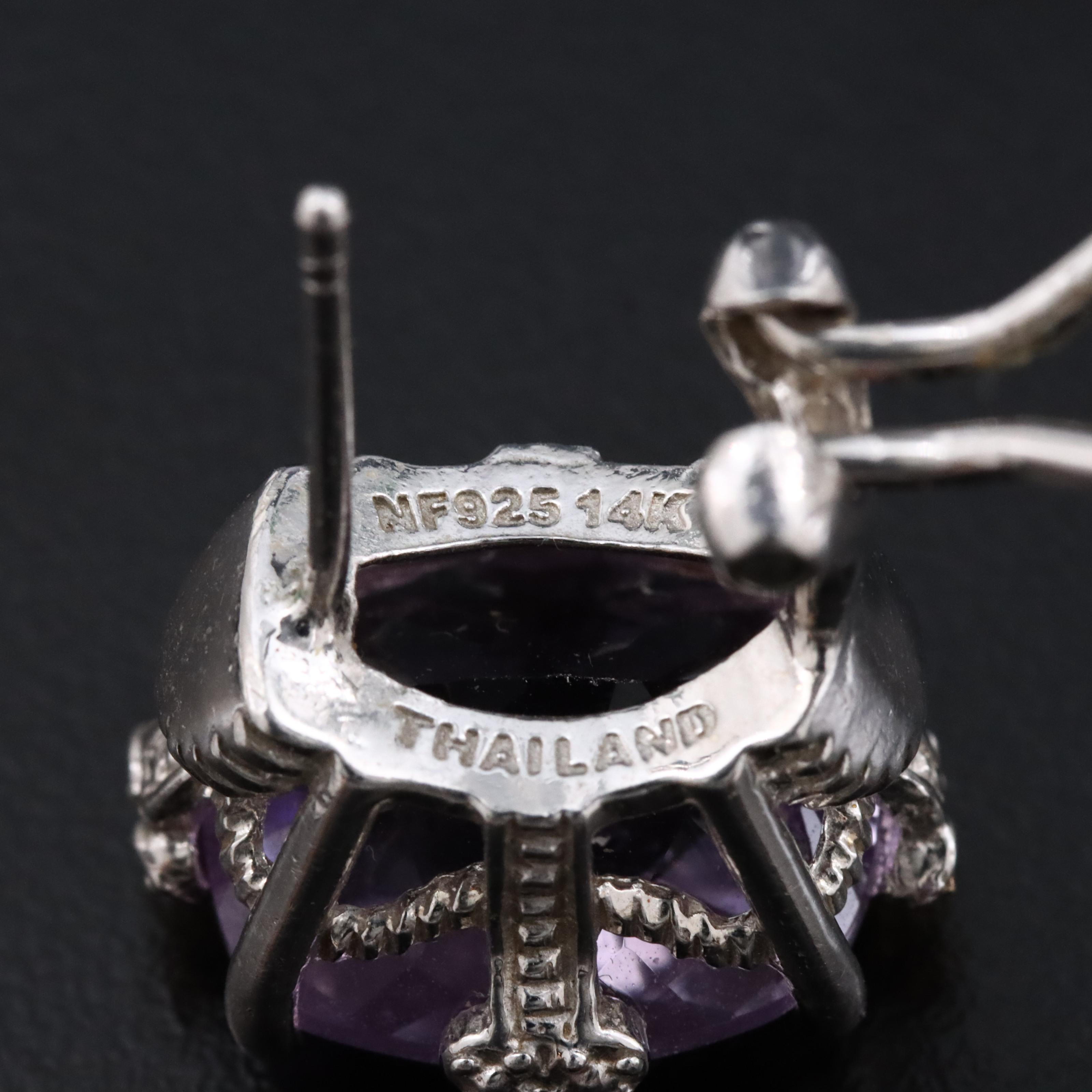 Sterling Amethyst Earrings with 14K Yellow Gold Accents