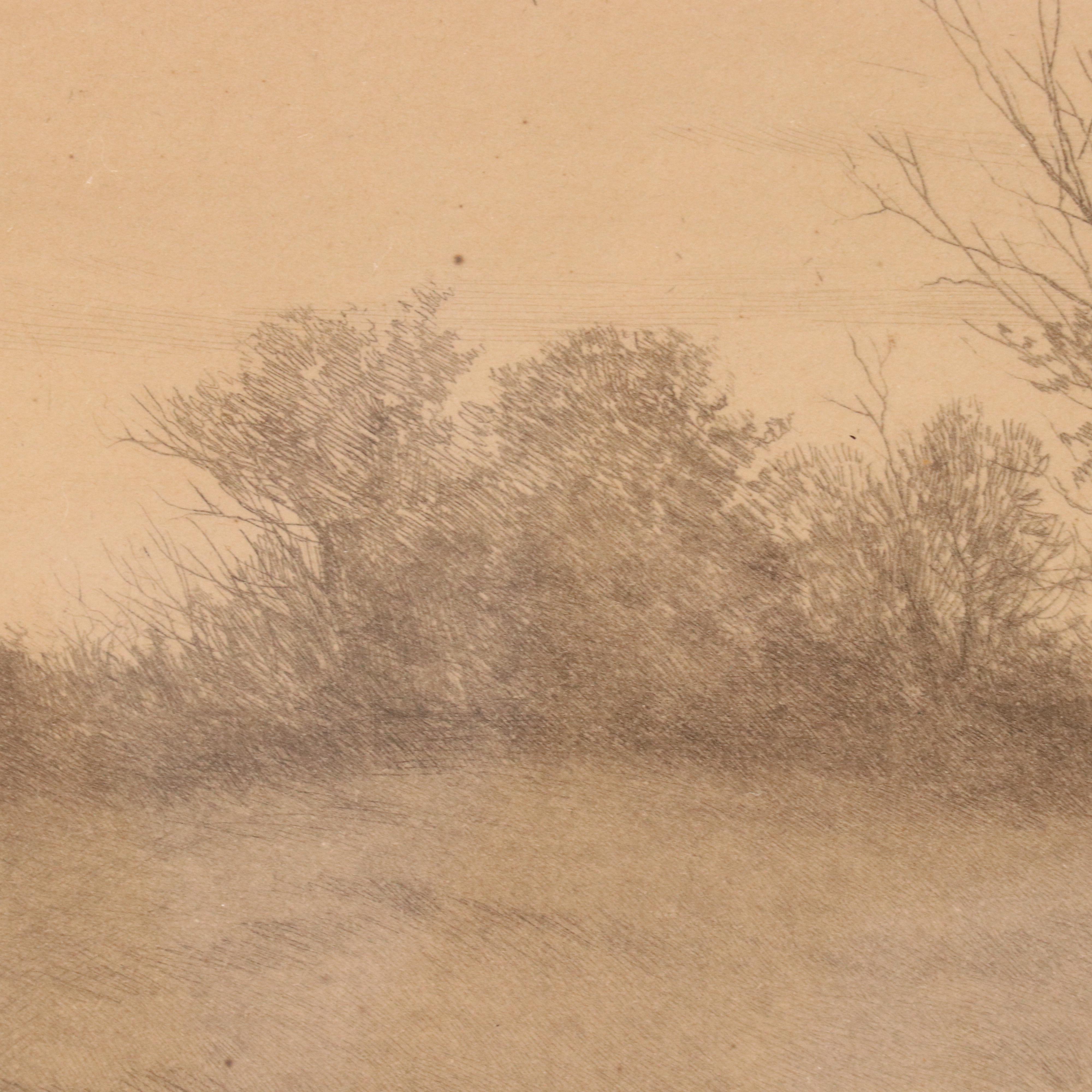 Landscape Etchings Including Coastal Village Scene, Circa 1920