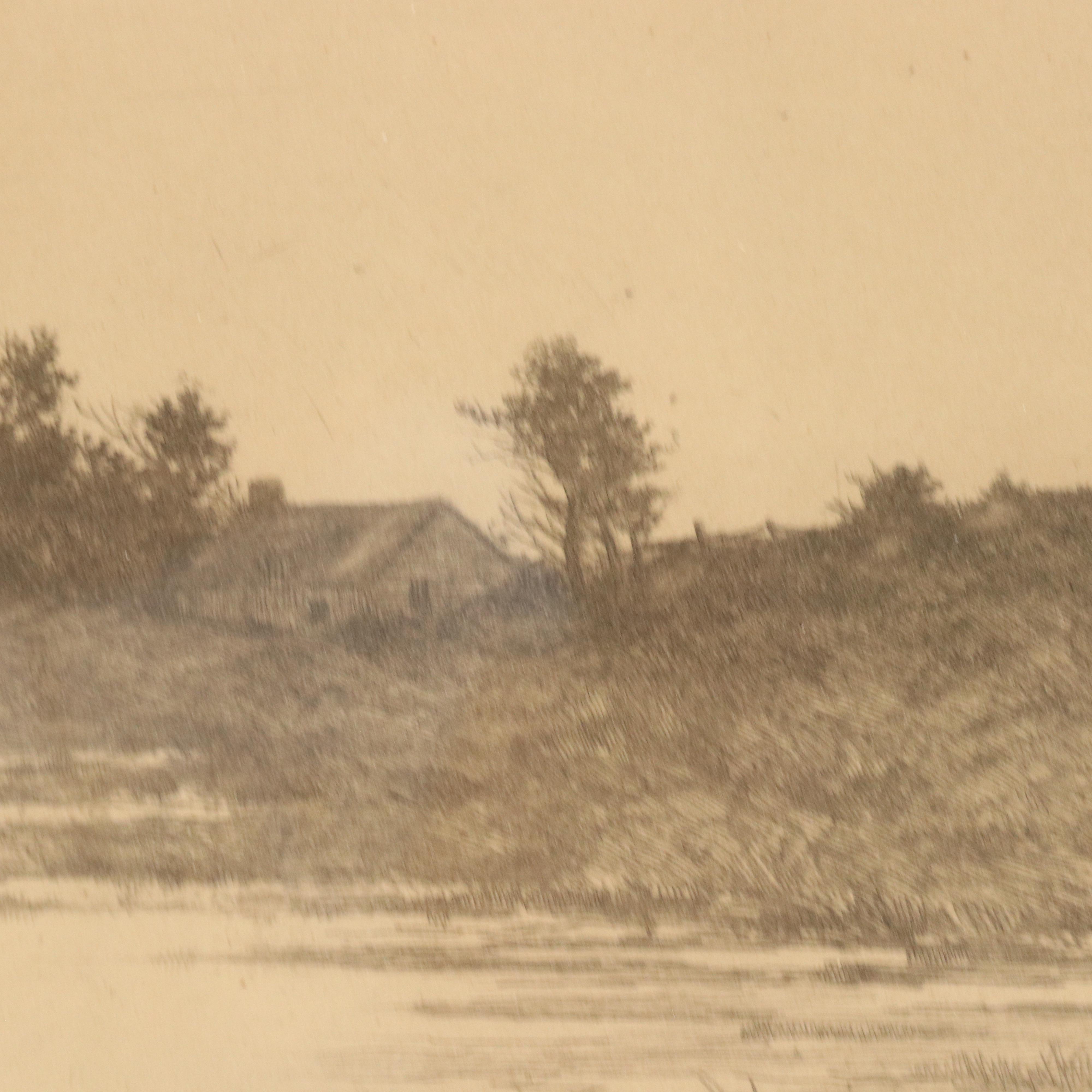 Landscape Etchings Including Coastal Village Scene, Circa 1920