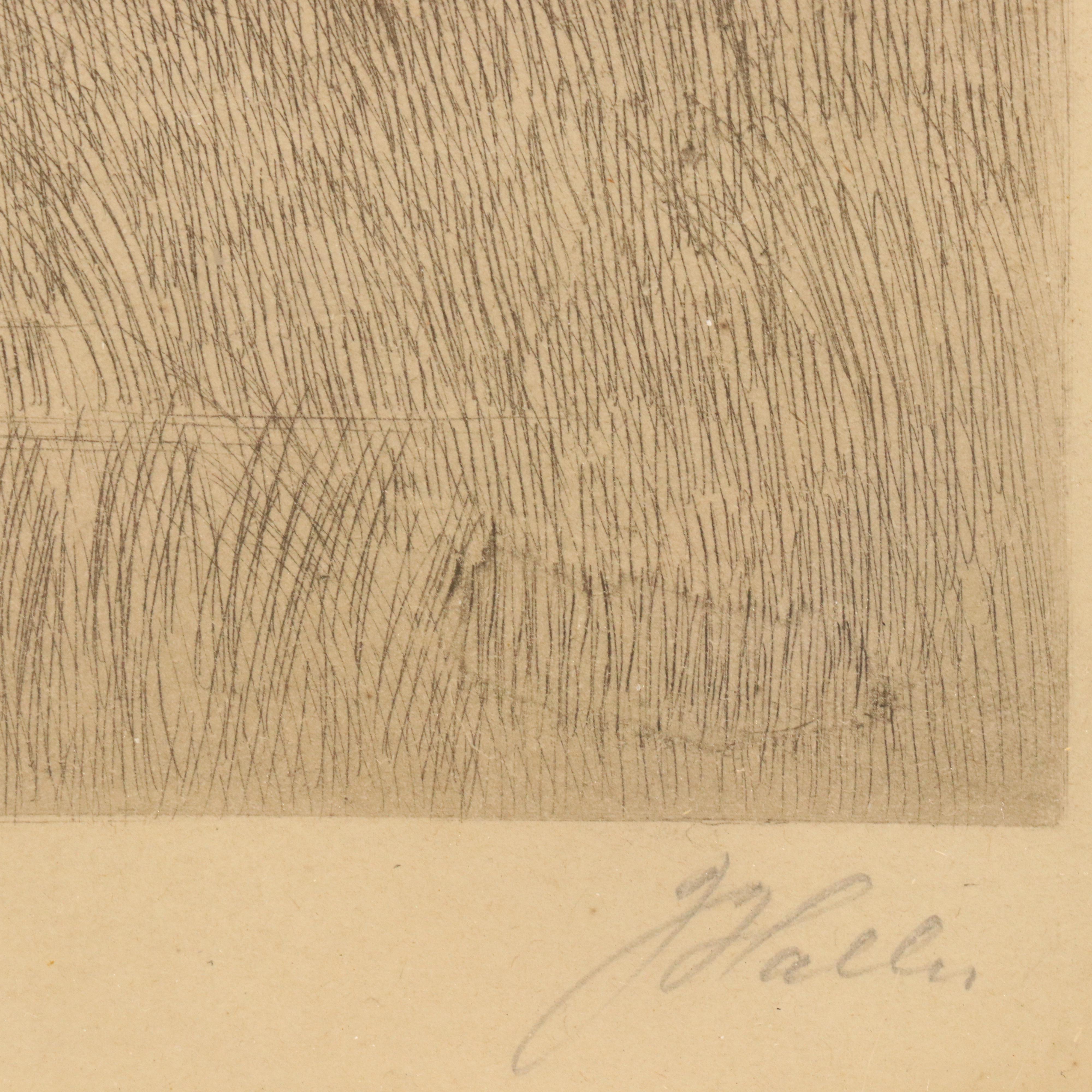 Landscape Etchings Including Coastal Village Scene, Circa 1920