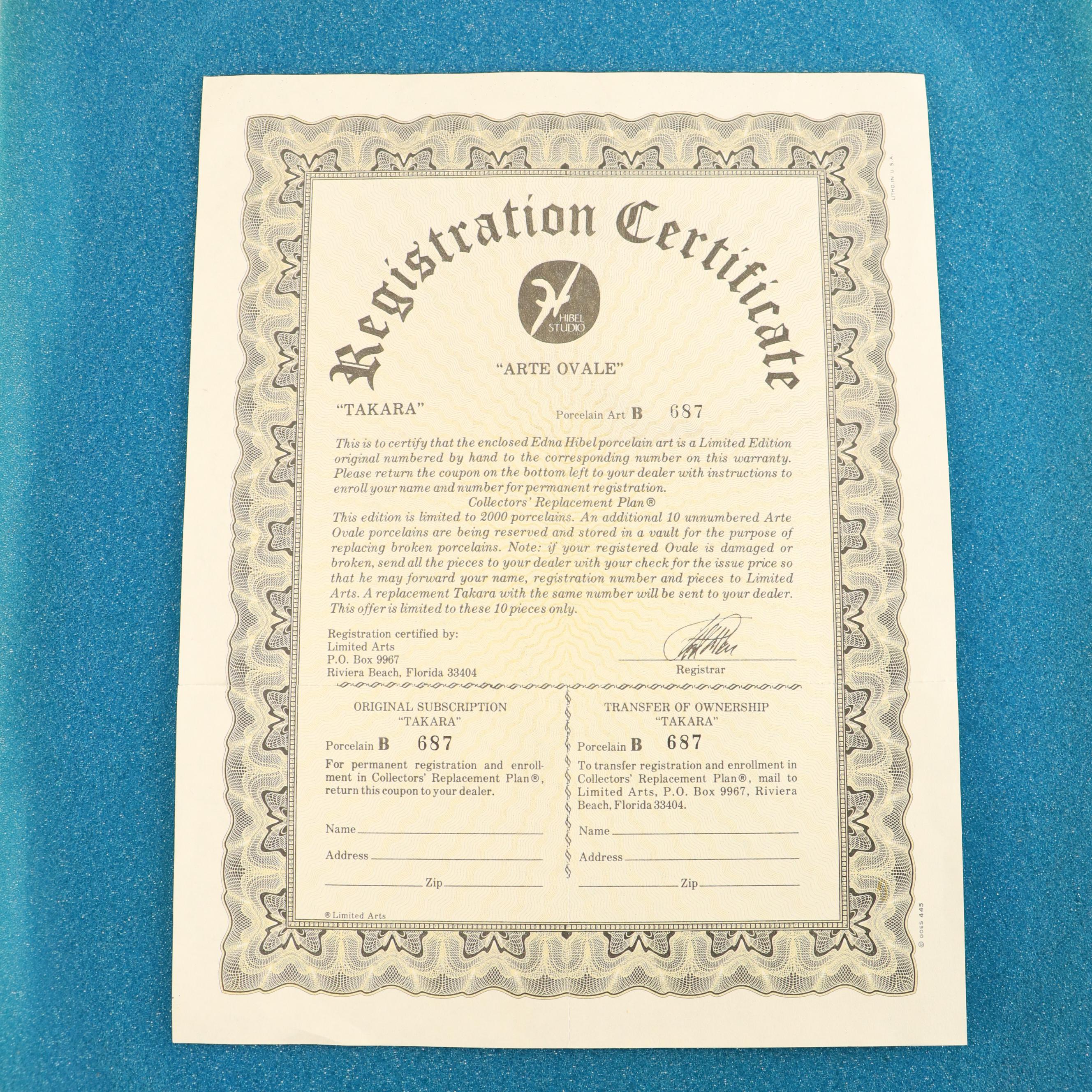 Edna Hibel for Rosenthal Limited Edition Arte Ovale "Takara" Porcelain Plate