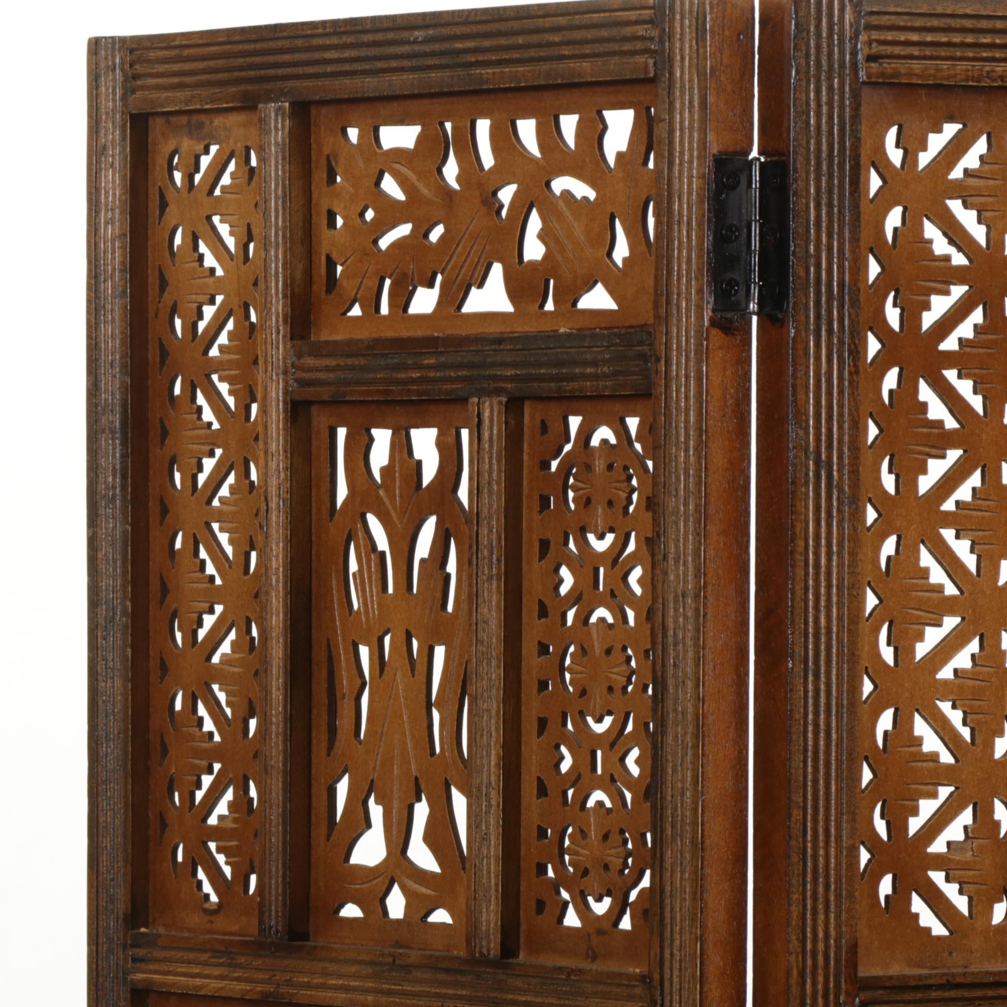 Three-Fold Room Screen with Cut Panels, Late 20th Century