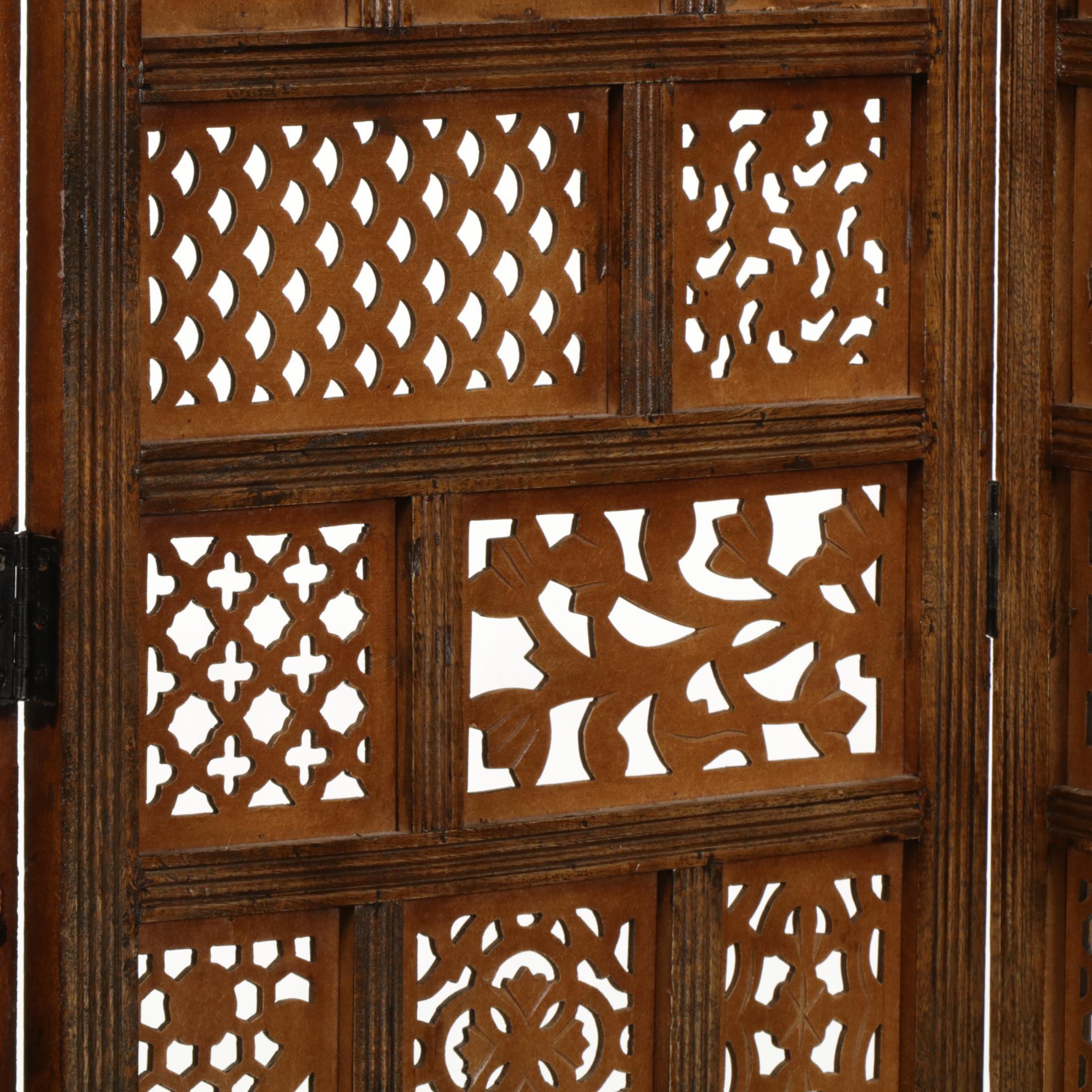 Three-Fold Room Screen with Cut Panels, Late 20th Century