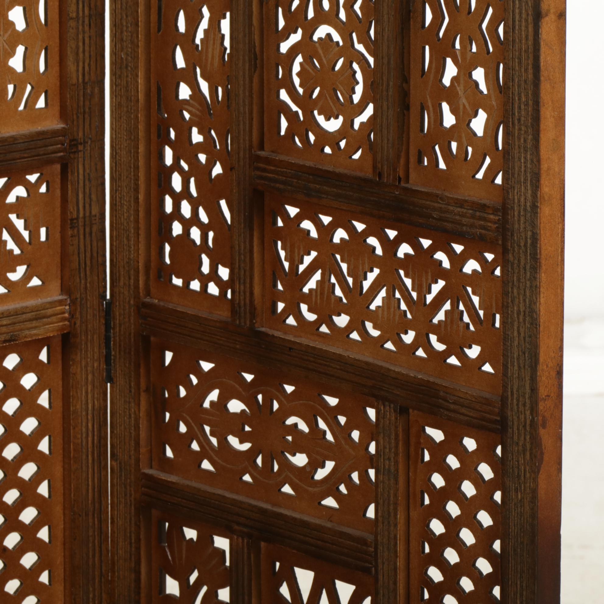 Three-Fold Room Screen with Cut Panels, Late 20th Century