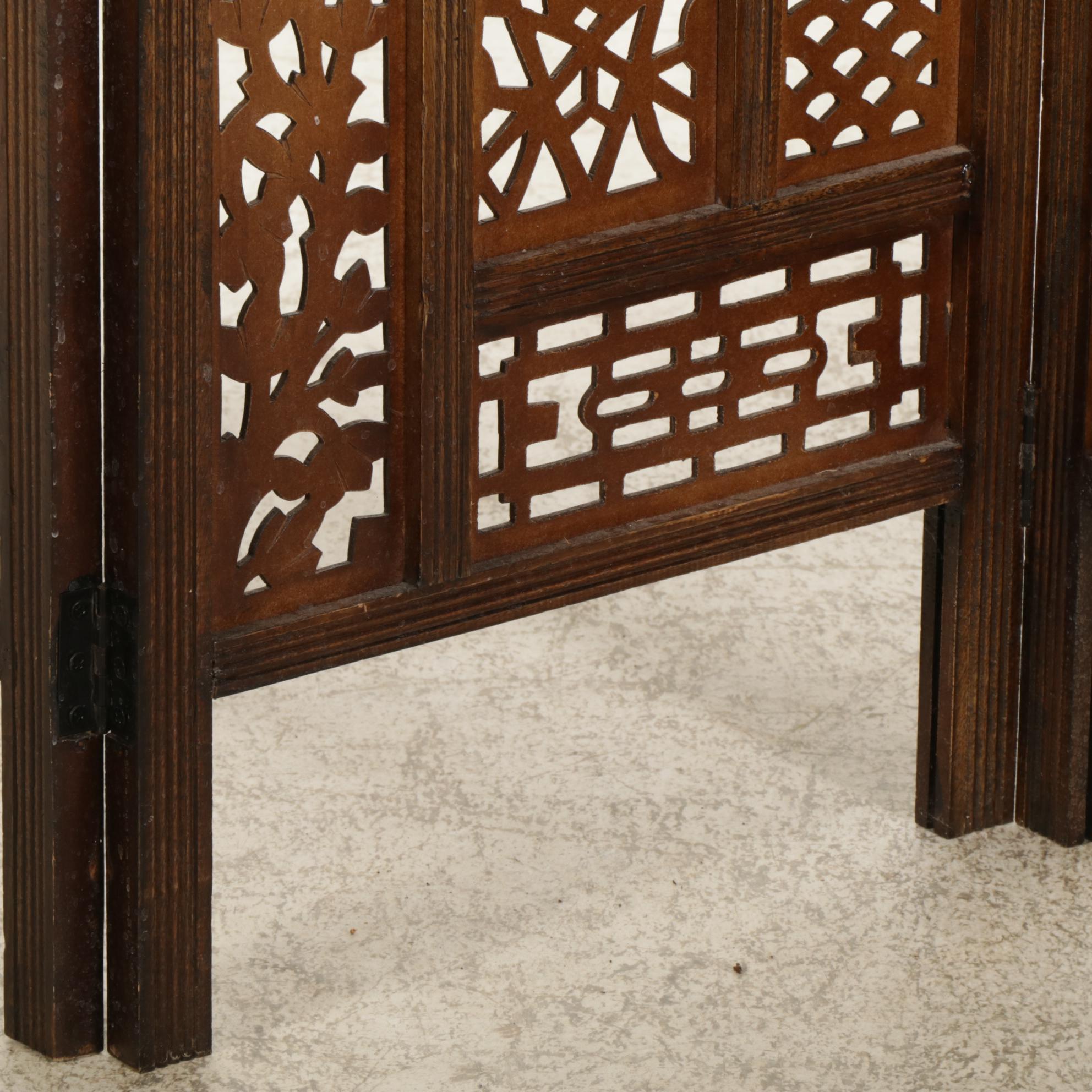 Three-Fold Room Screen with Cut Panels, Late 20th Century