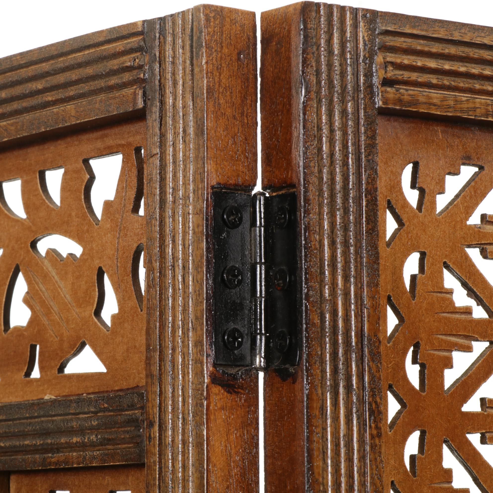 Three-Fold Room Screen with Cut Panels, Late 20th Century