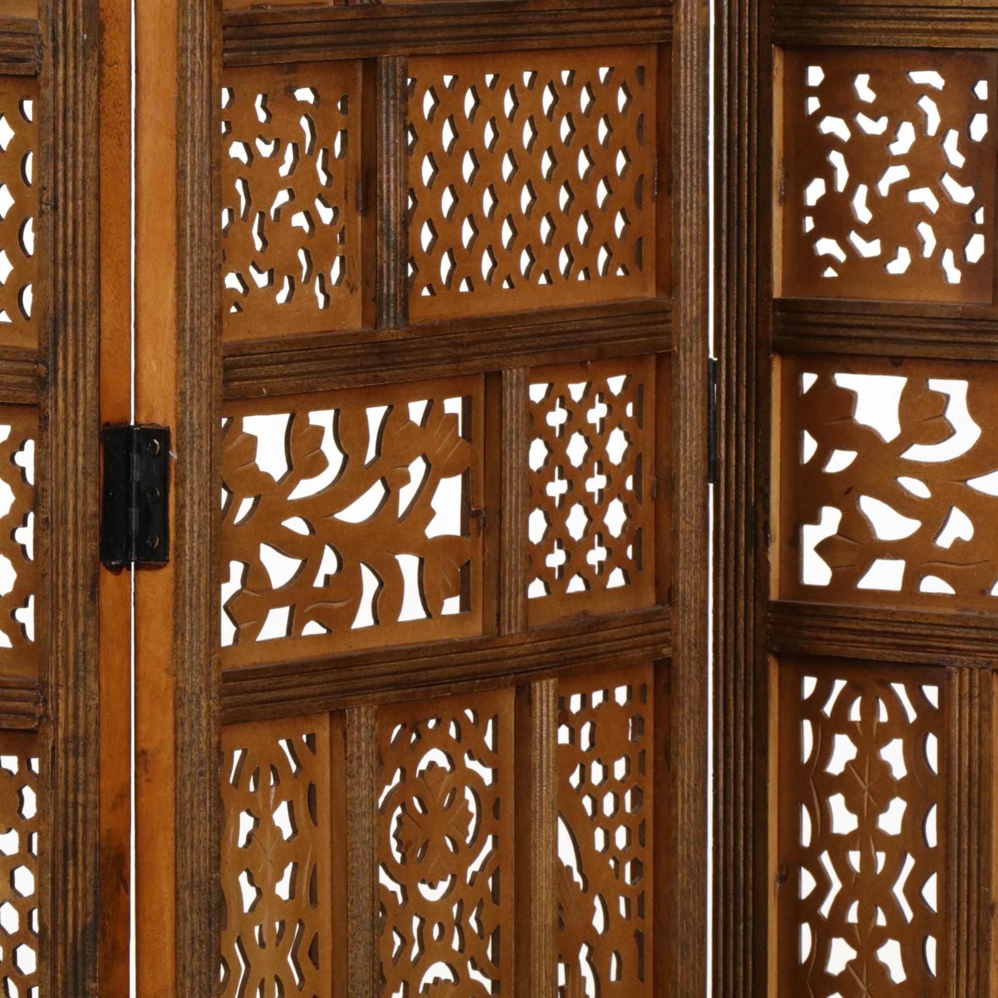 Three-Fold Room Screen with Cut Panels, Late 20th Century