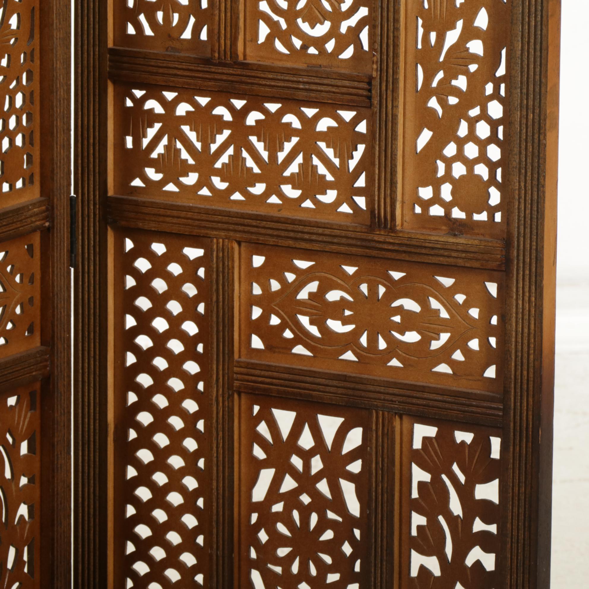 Three-Fold Room Screen with Cut Panels, Late 20th Century