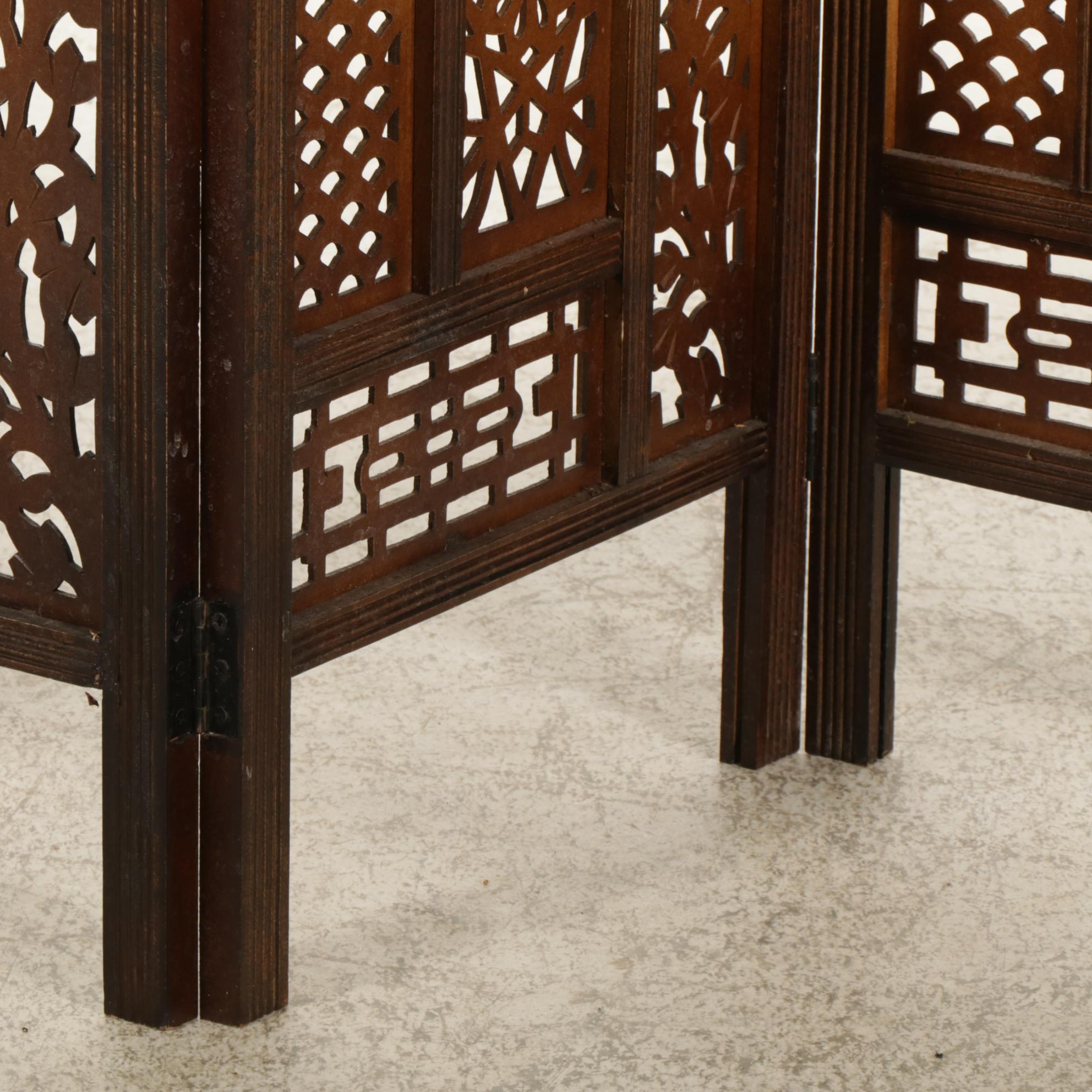 Three-Fold Room Screen with Cut Panels, Late 20th Century