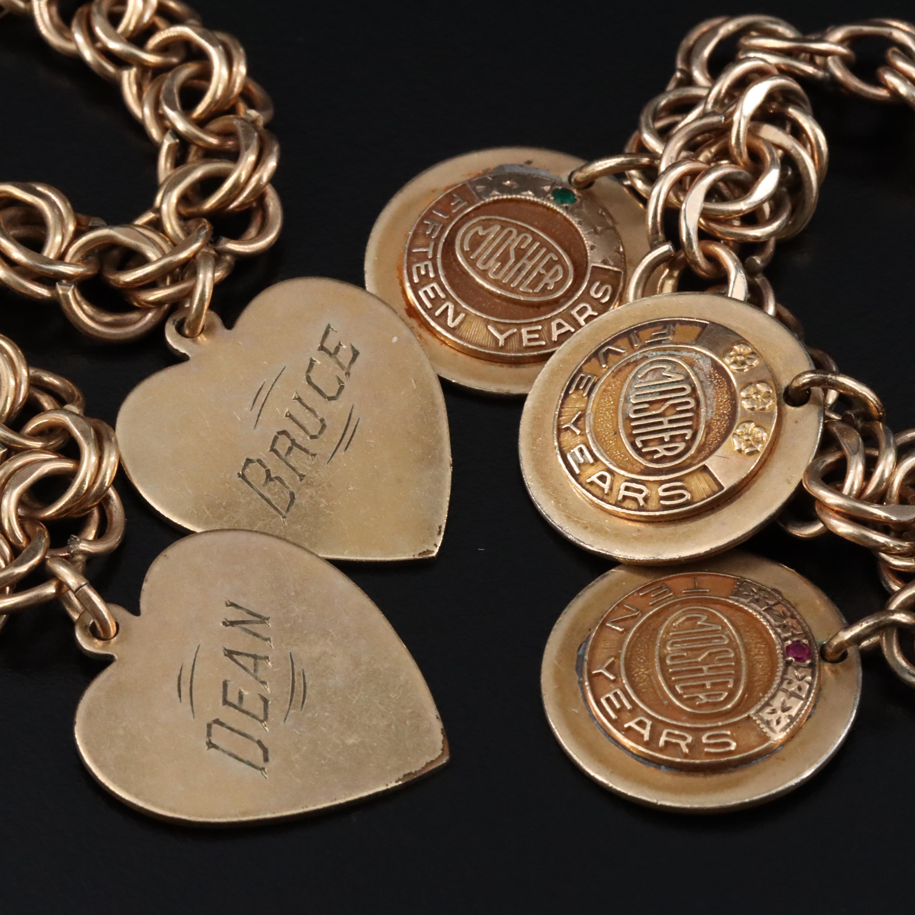 Vintage Gold-Filled Charm Bracelets Including Service Awards