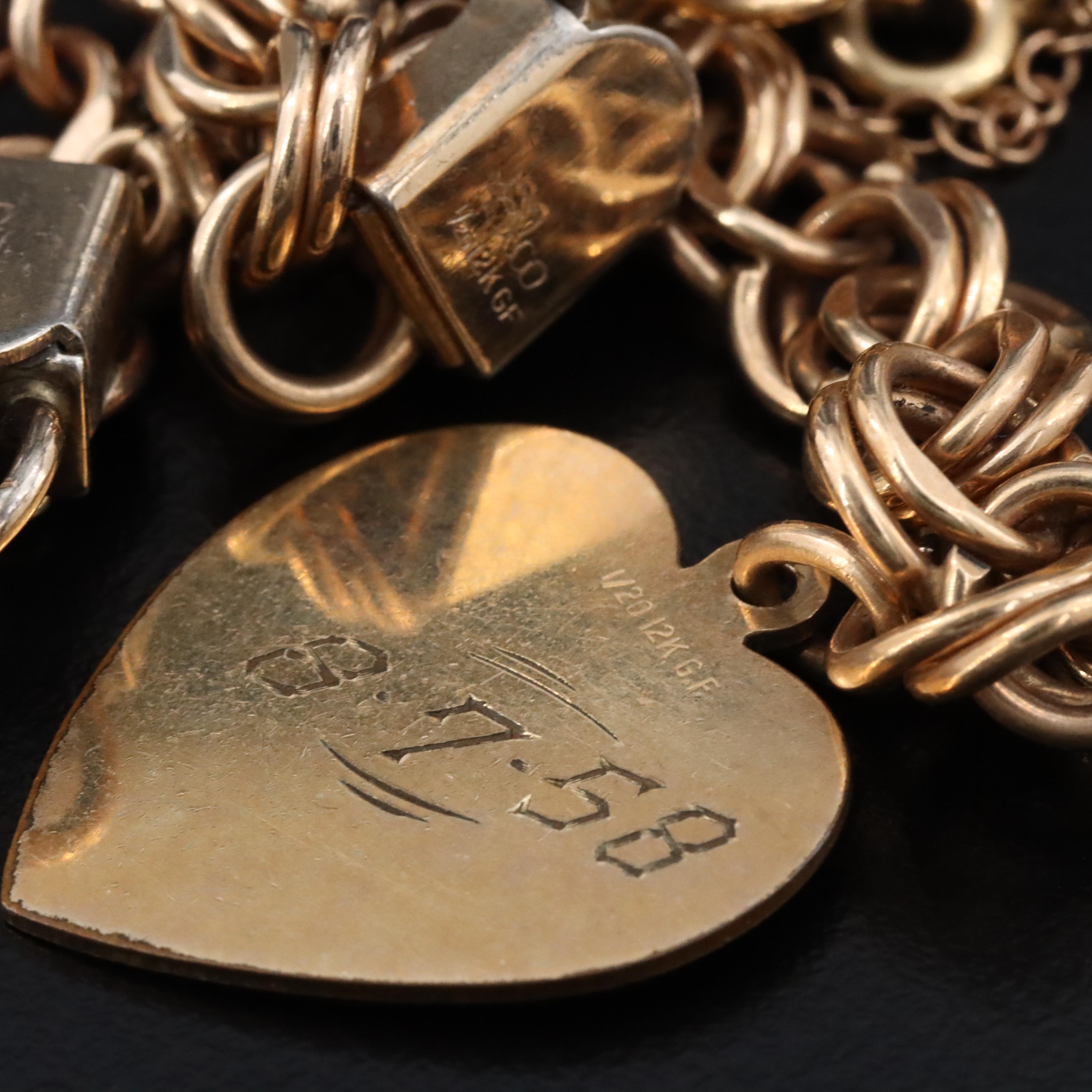 Vintage Gold-Filled Charm Bracelets Including Service Awards