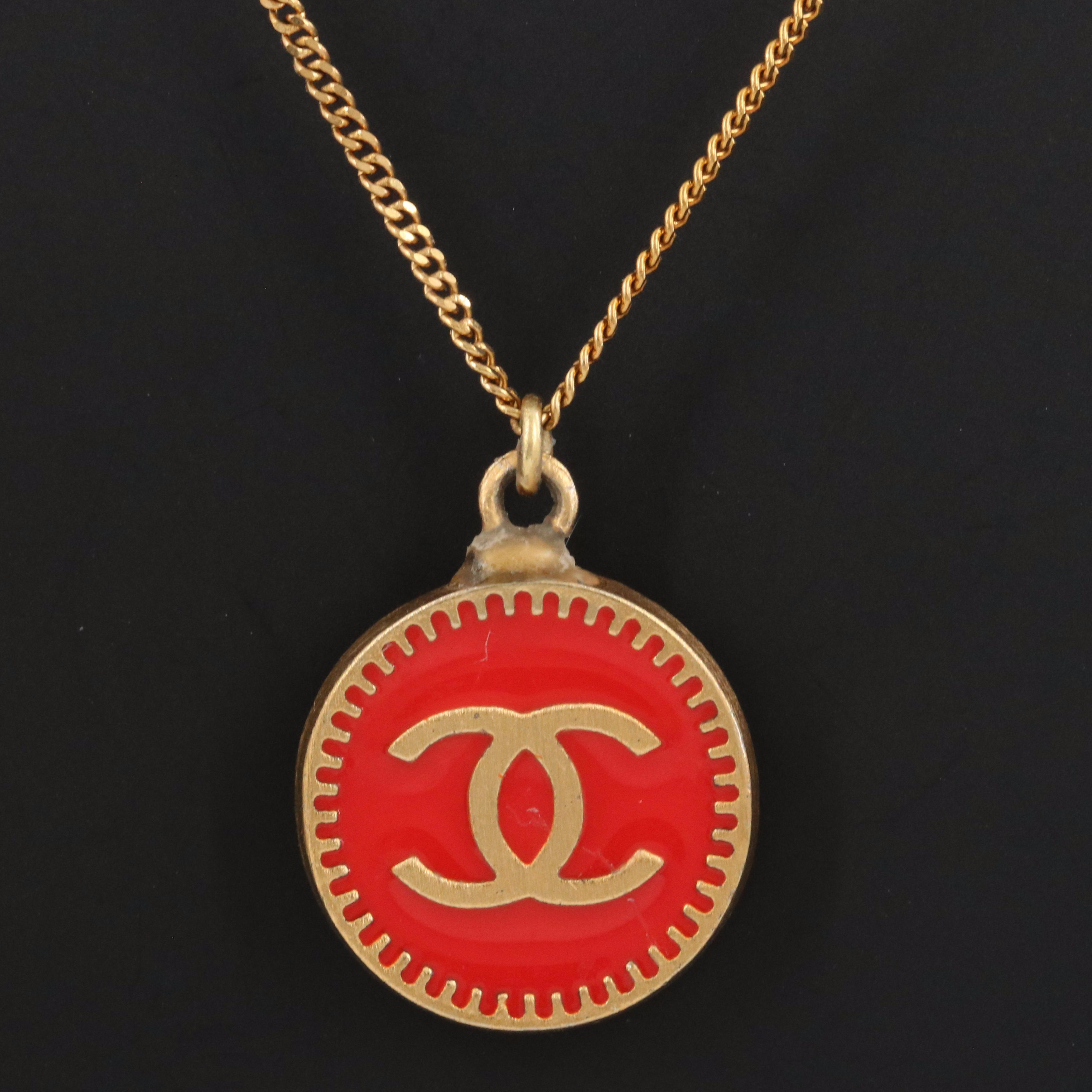 Chanel CC Enamel Pendant Necklace