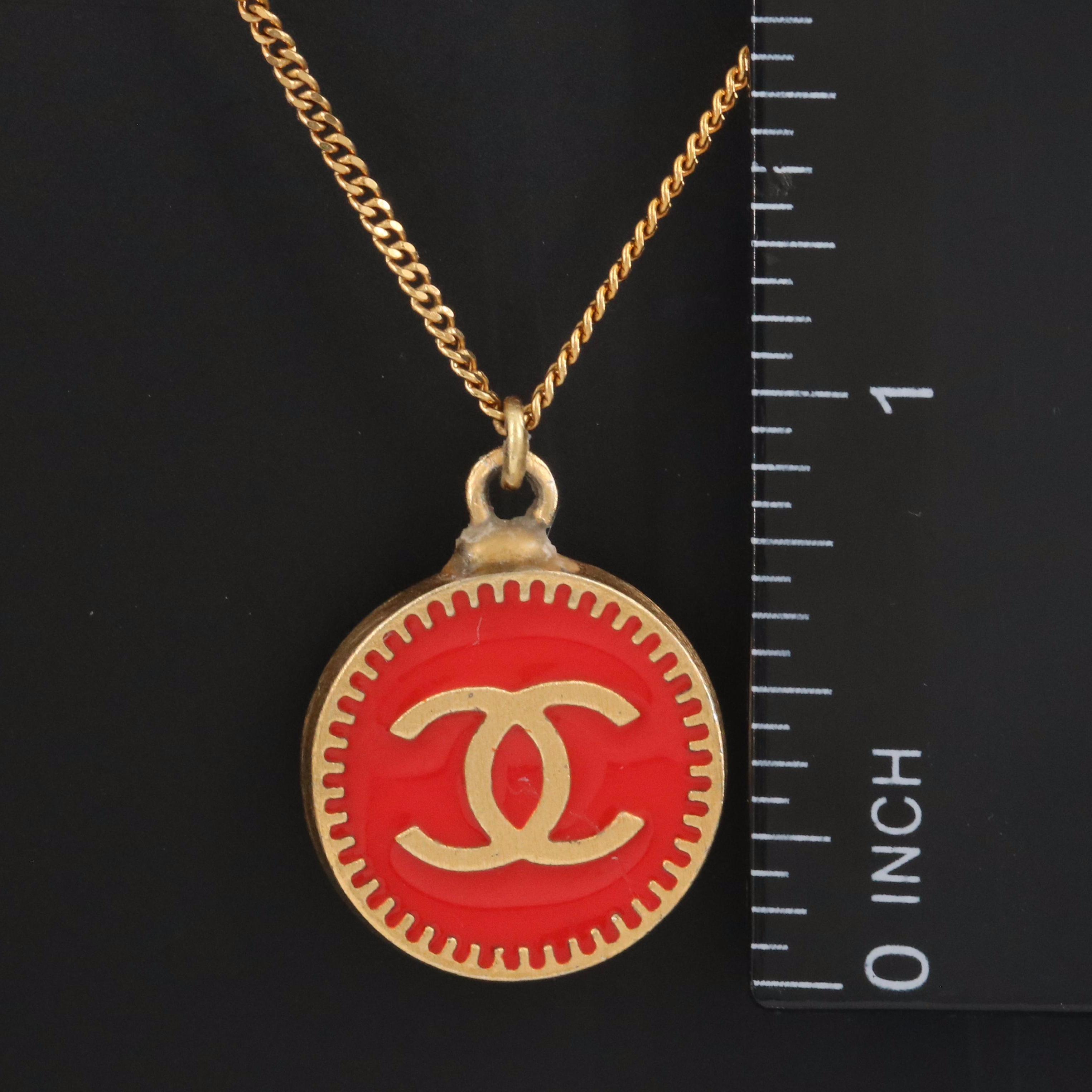 Chanel CC Enamel Pendant Necklace