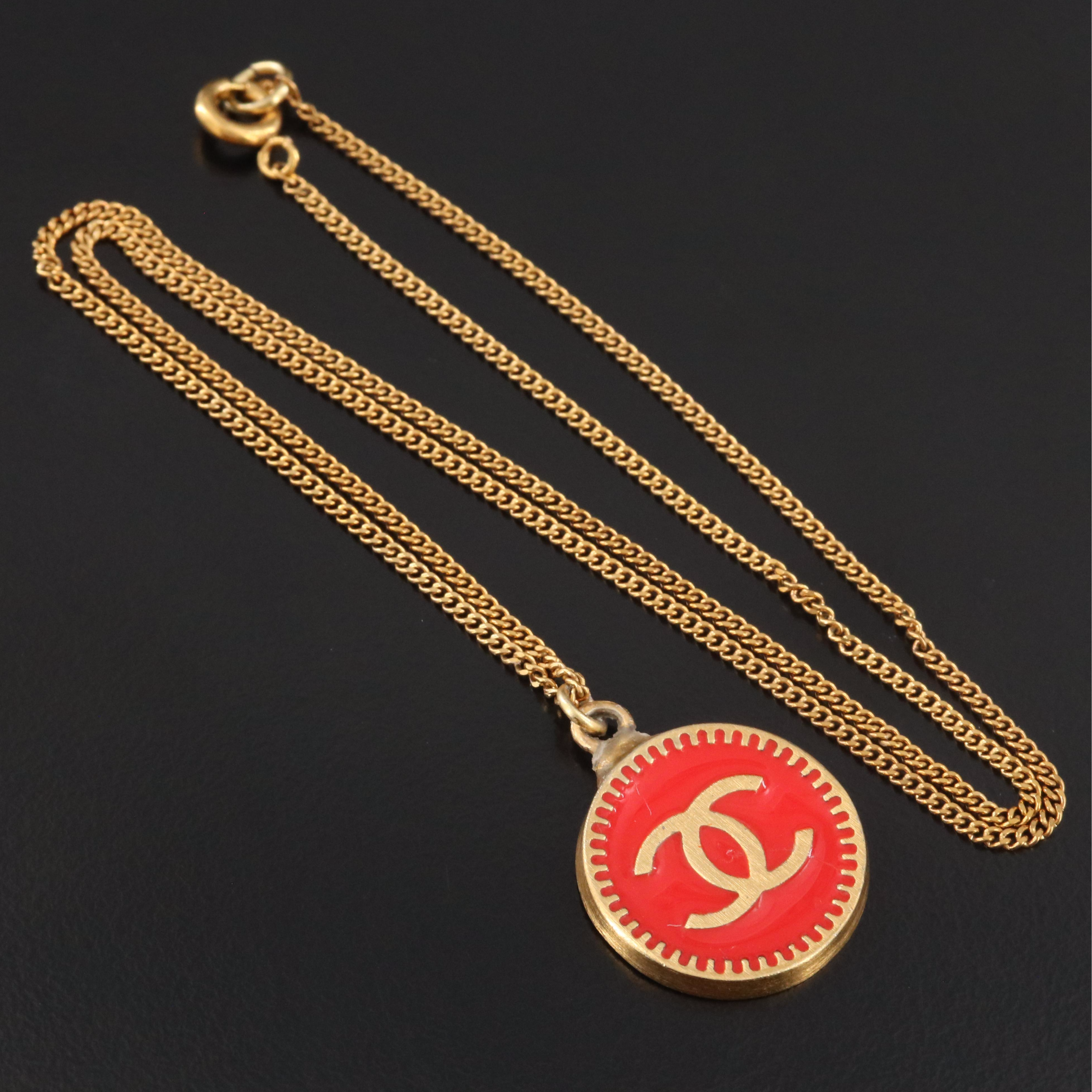 Chanel CC Enamel Pendant Necklace