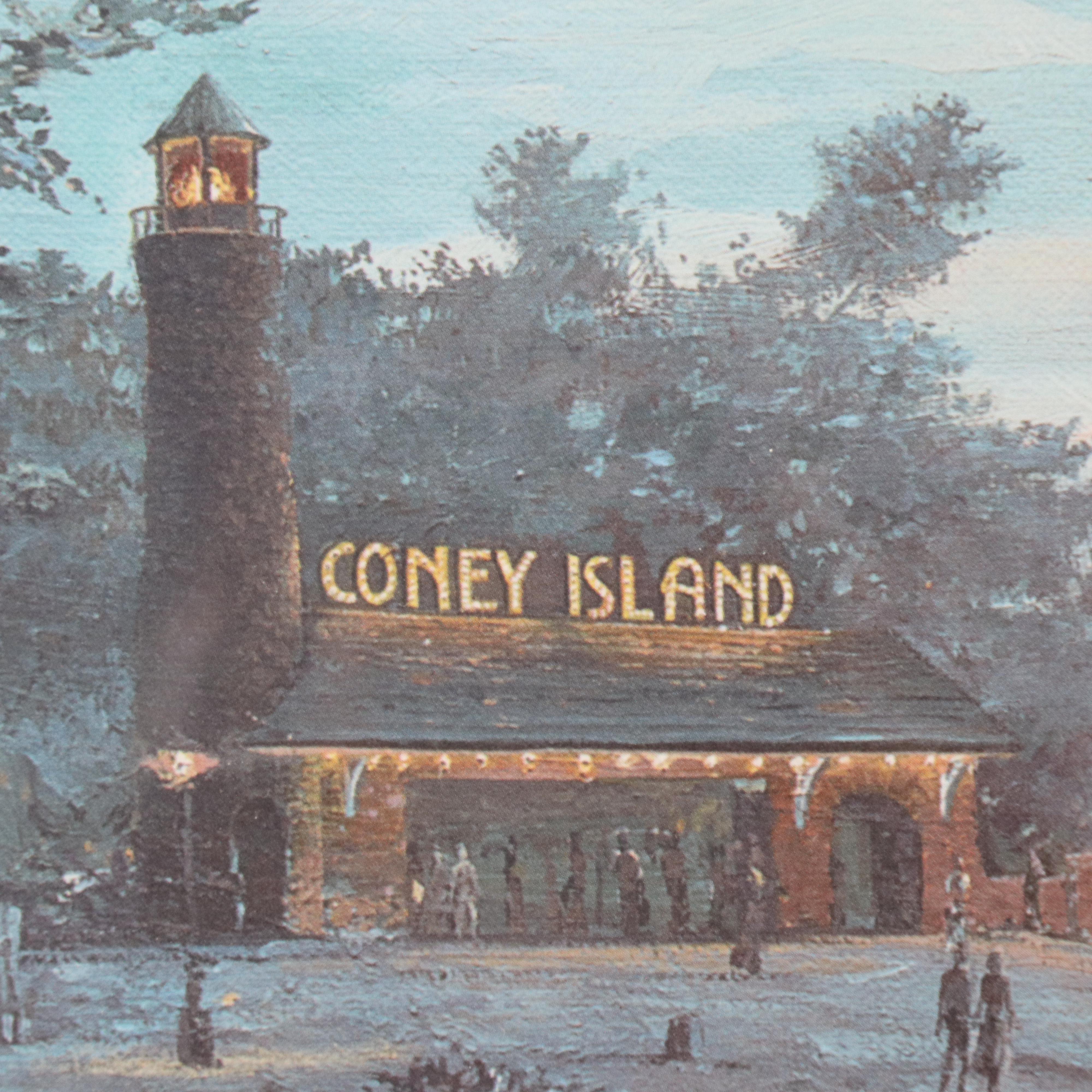 Michael Blaser Offset Lithograph "Moonlight Over Coney Island"