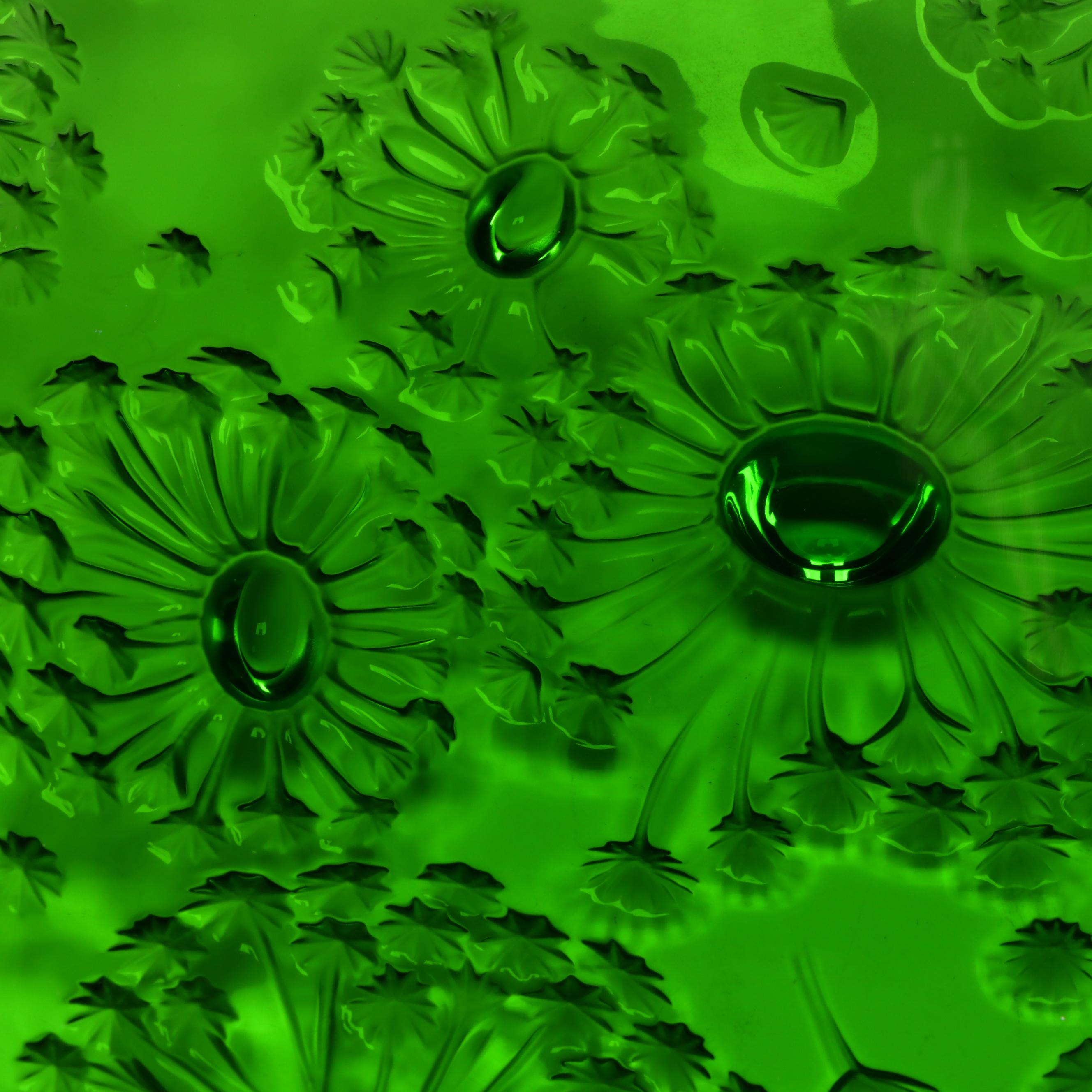 Lalique "Bucolique" Green Meadow Crystal Bowl