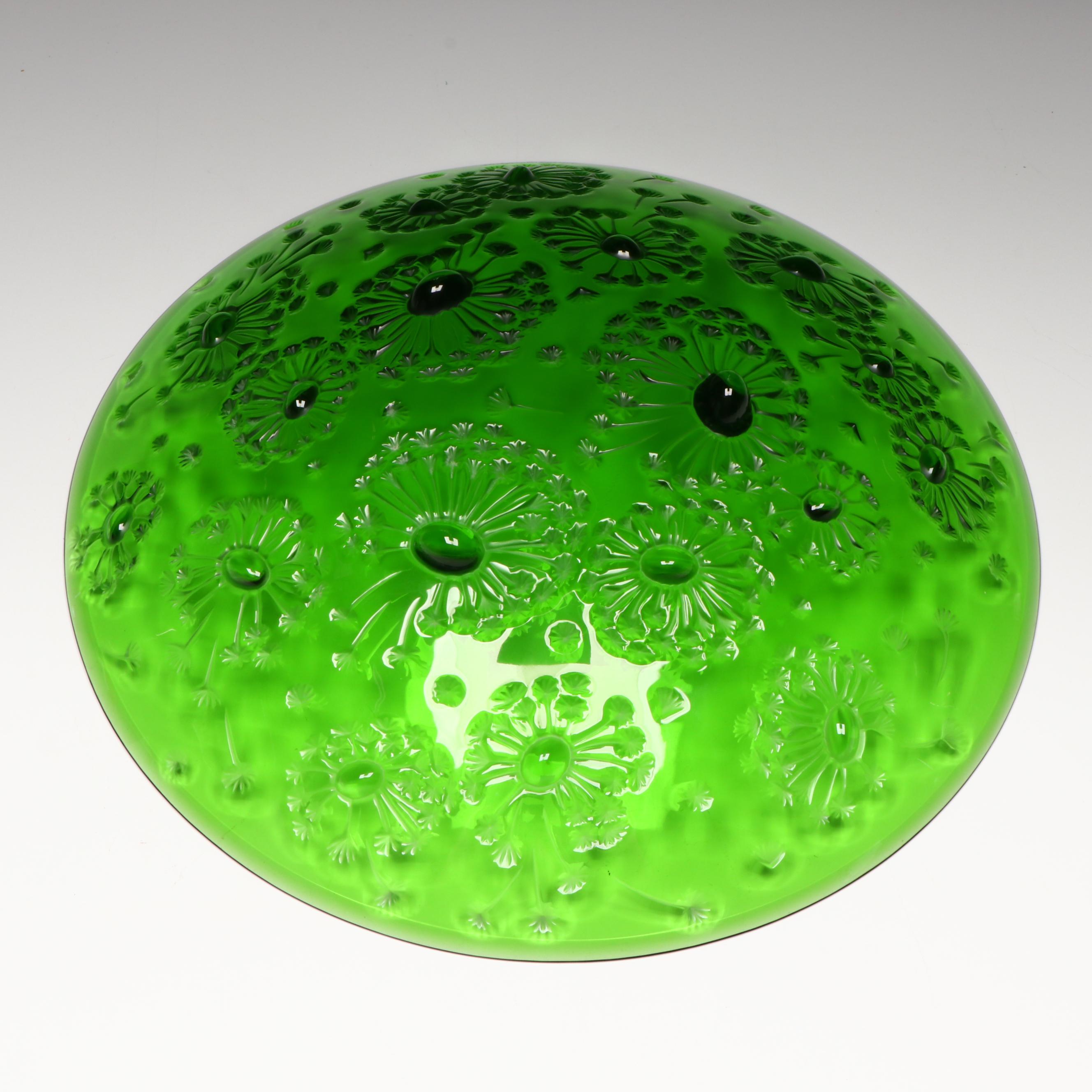 Lalique "Bucolique" Green Meadow Crystal Bowl