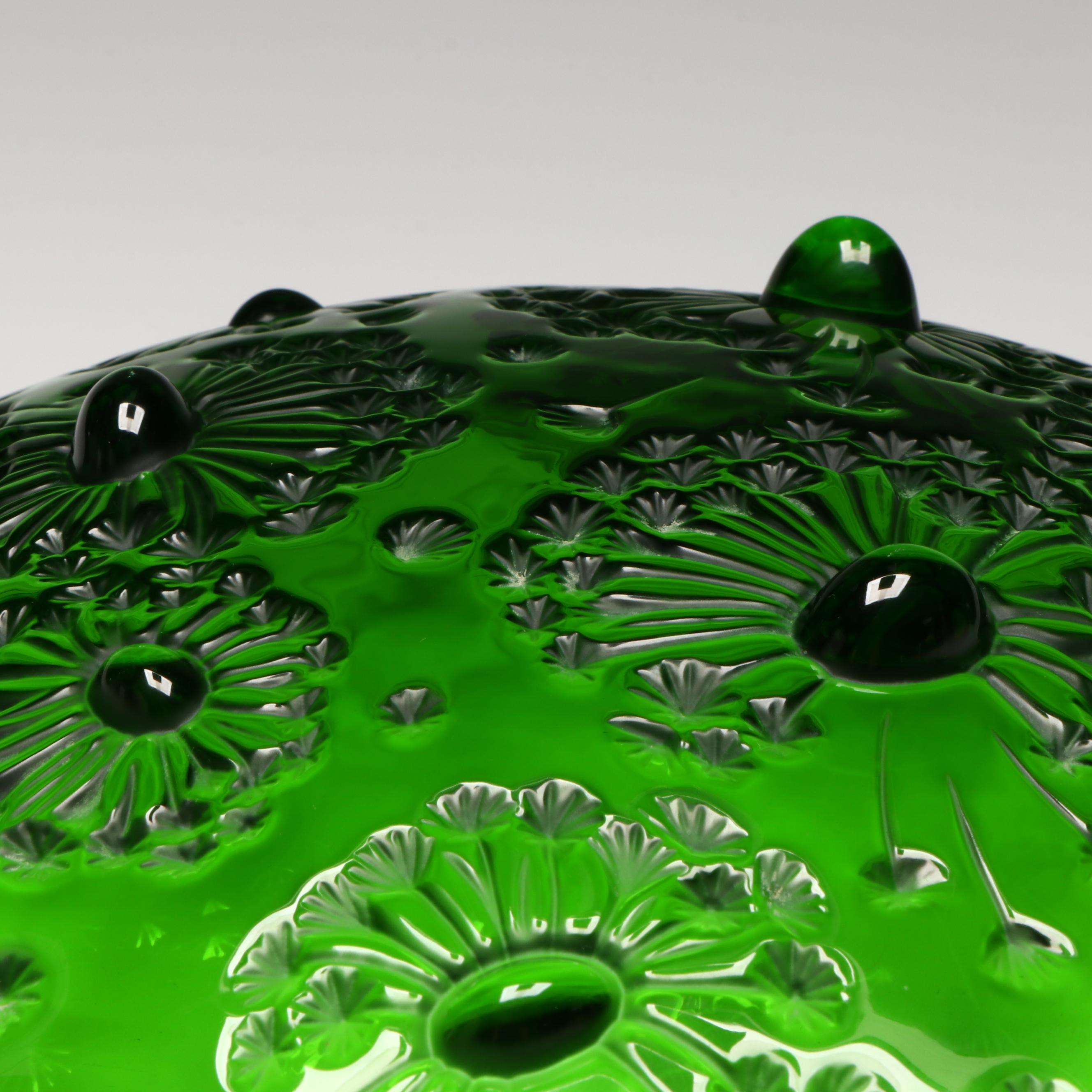 Lalique "Bucolique" Green Meadow Crystal Bowl