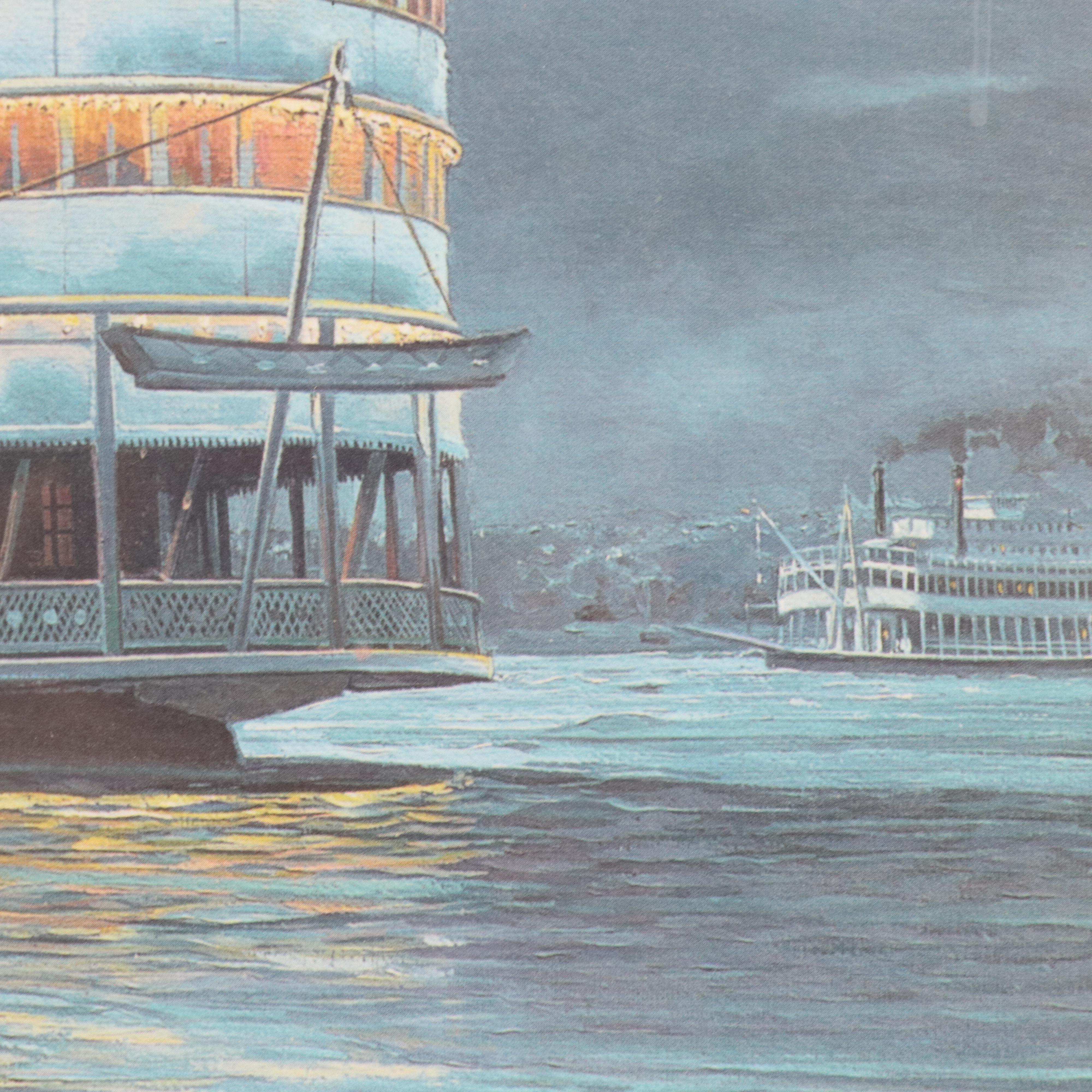 Michael Blaser Offset Lithograph "Moonlight Over Coney Island"