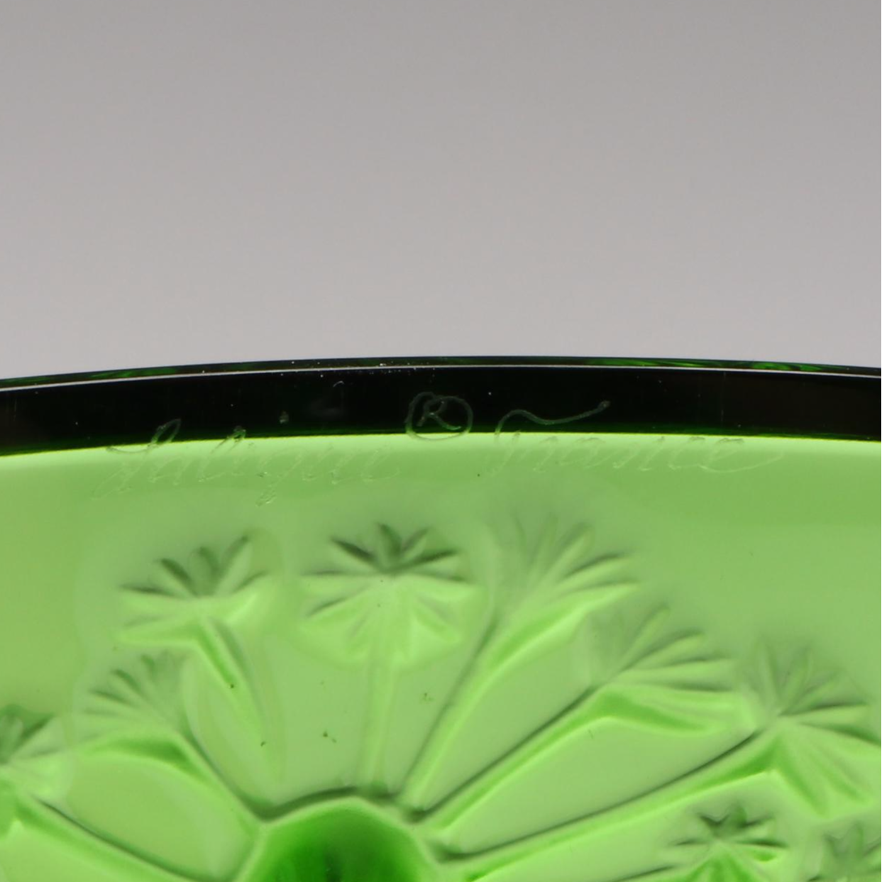 Lalique "Bucolique" Green Meadow Crystal Bowl