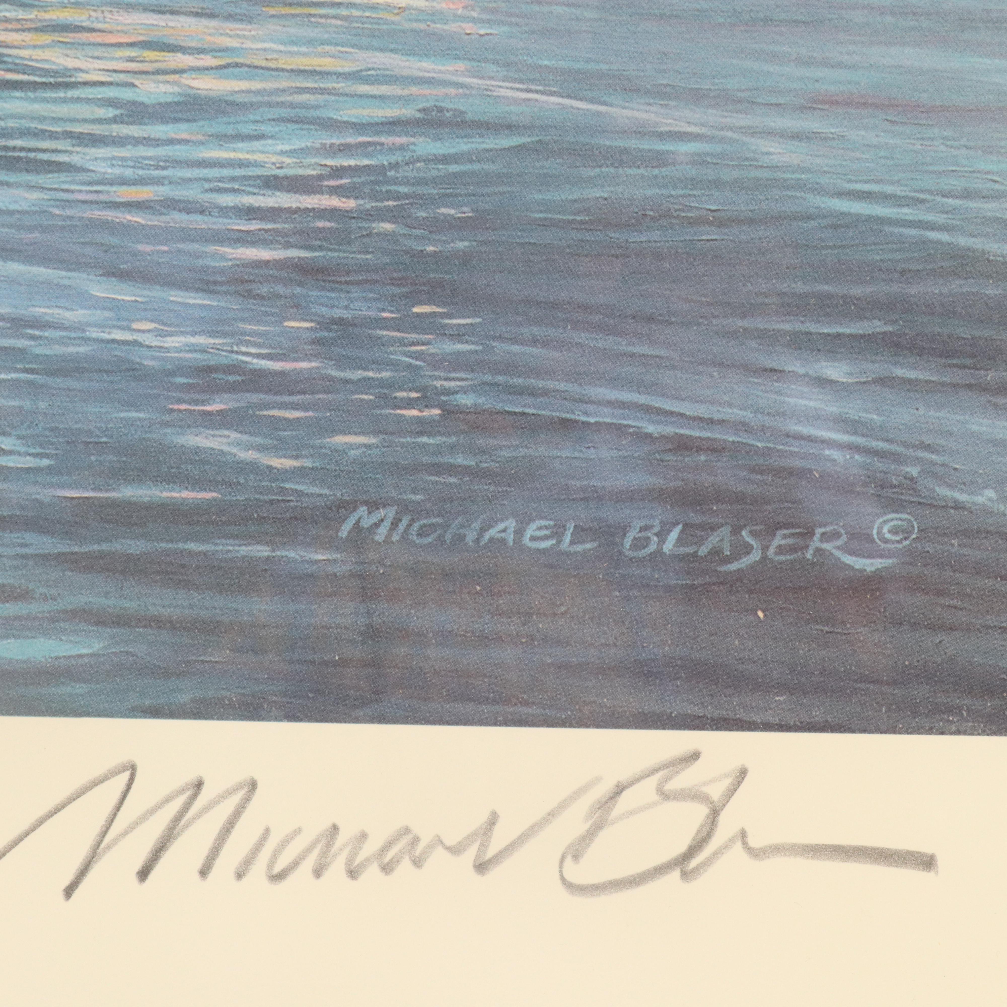 Michael Blaser Offset Lithograph "Moonlight Over Coney Island"