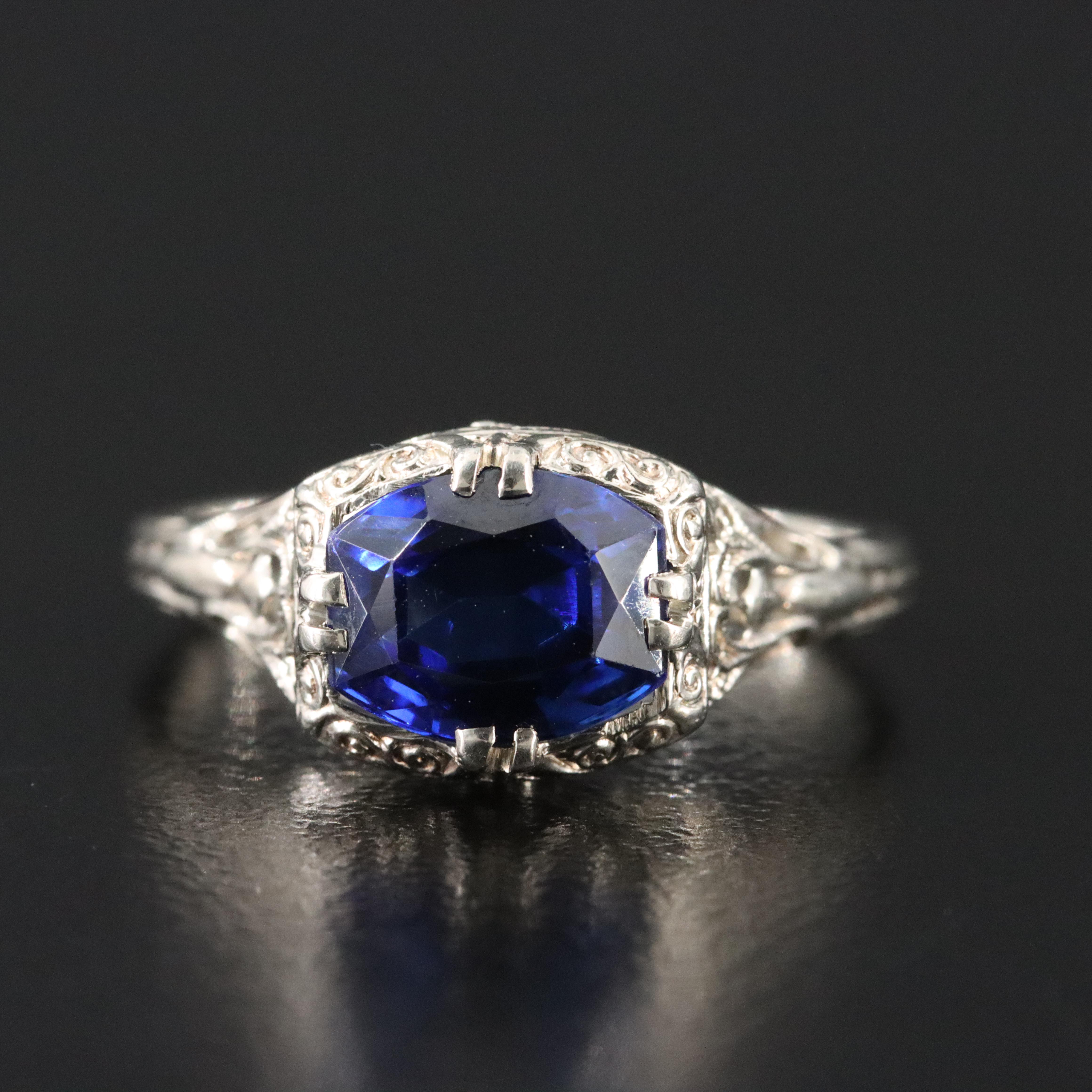 14K Sapphire Lattice Ring