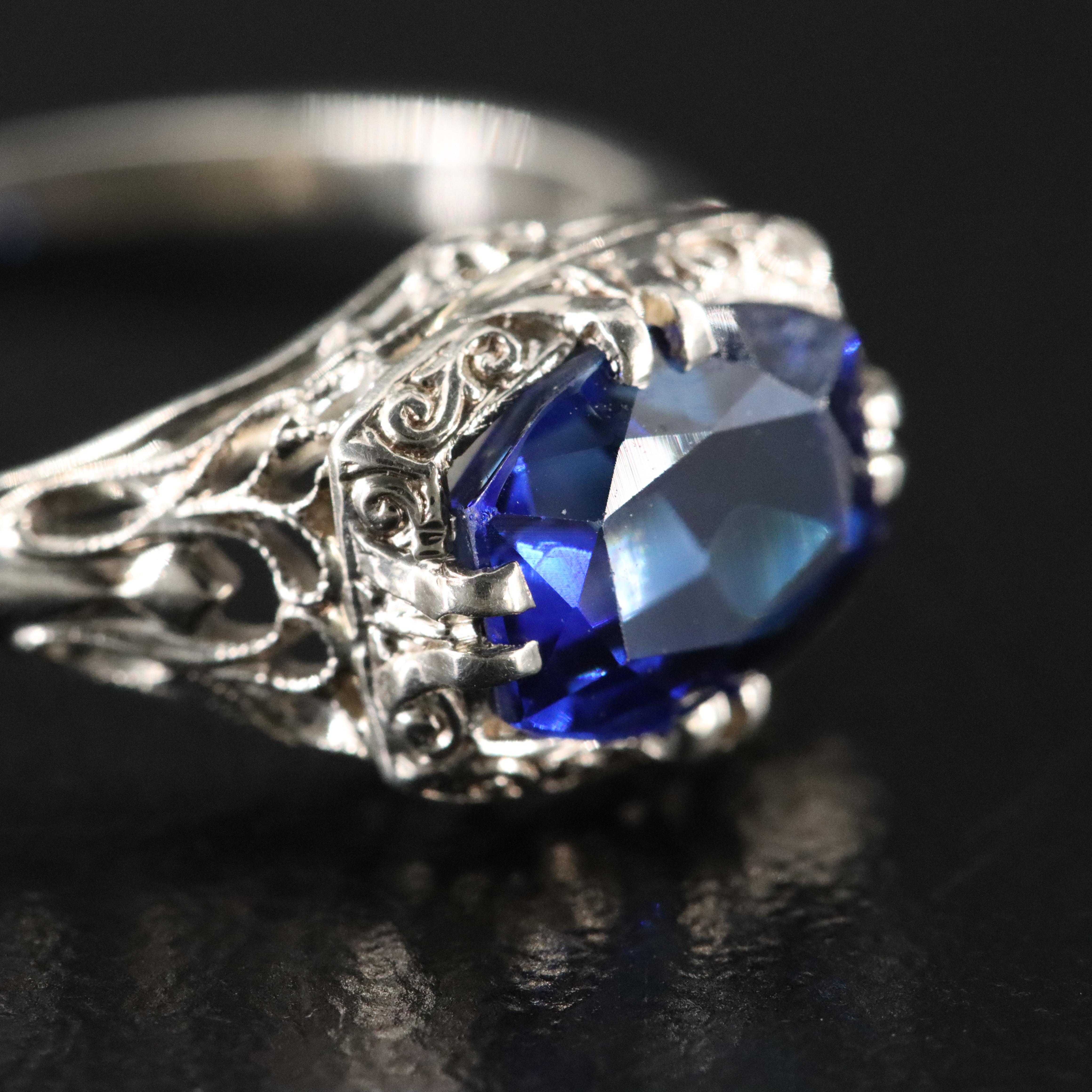 14K Sapphire Lattice Ring