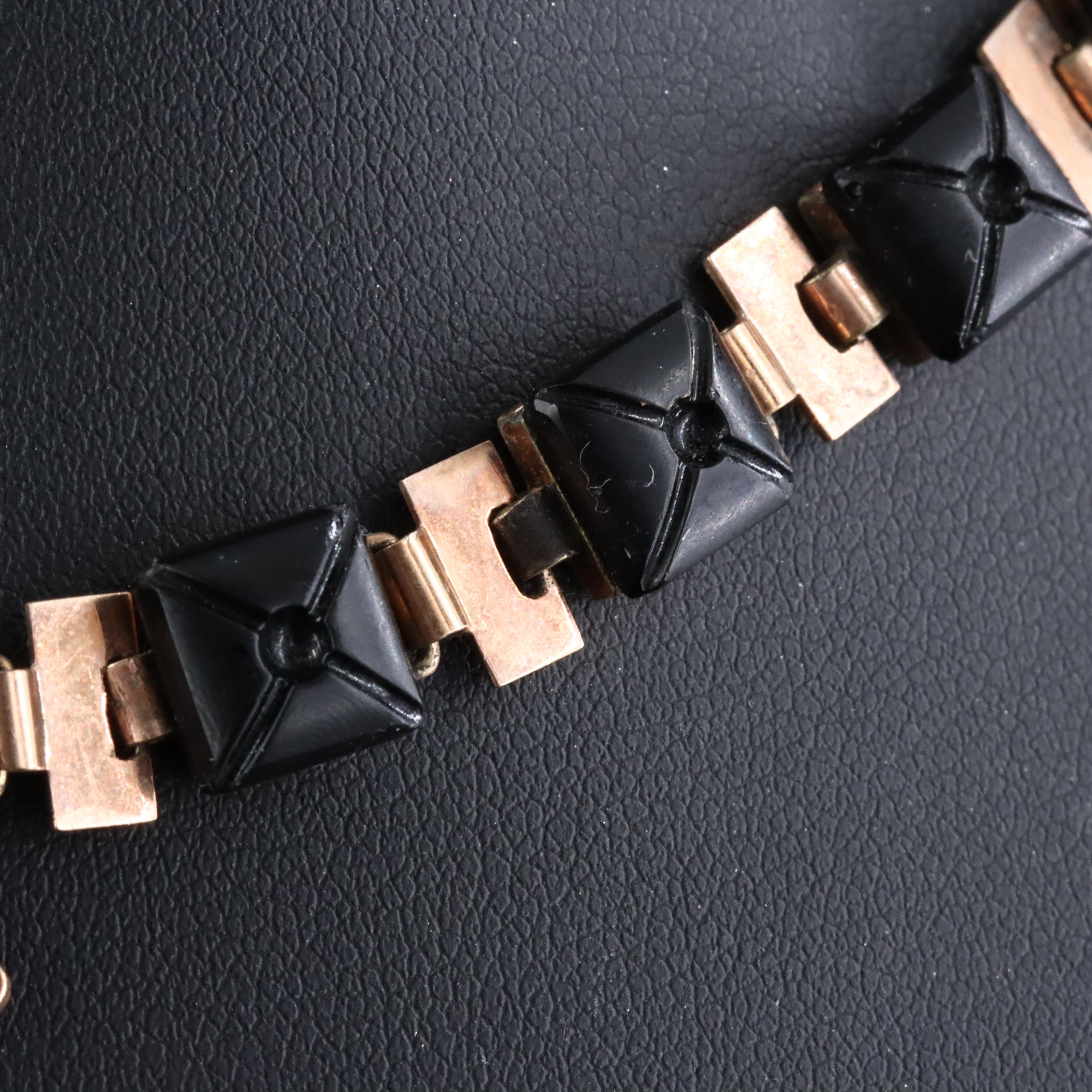 Victorian Style Black Onyx and Seed Pearl Necklace