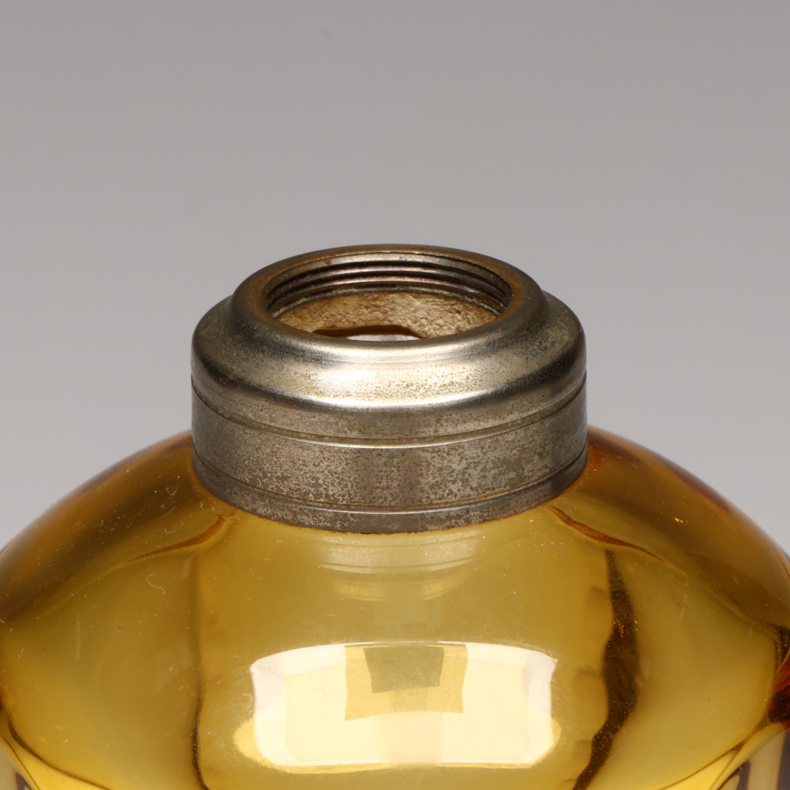 Victorian Amber Glass Whale Oil Lamp Attributed to Boston and Sandwich, 19th C.